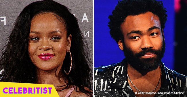 Rihanna stuns with long braids and striped dress in recent picture with Childish Gambino