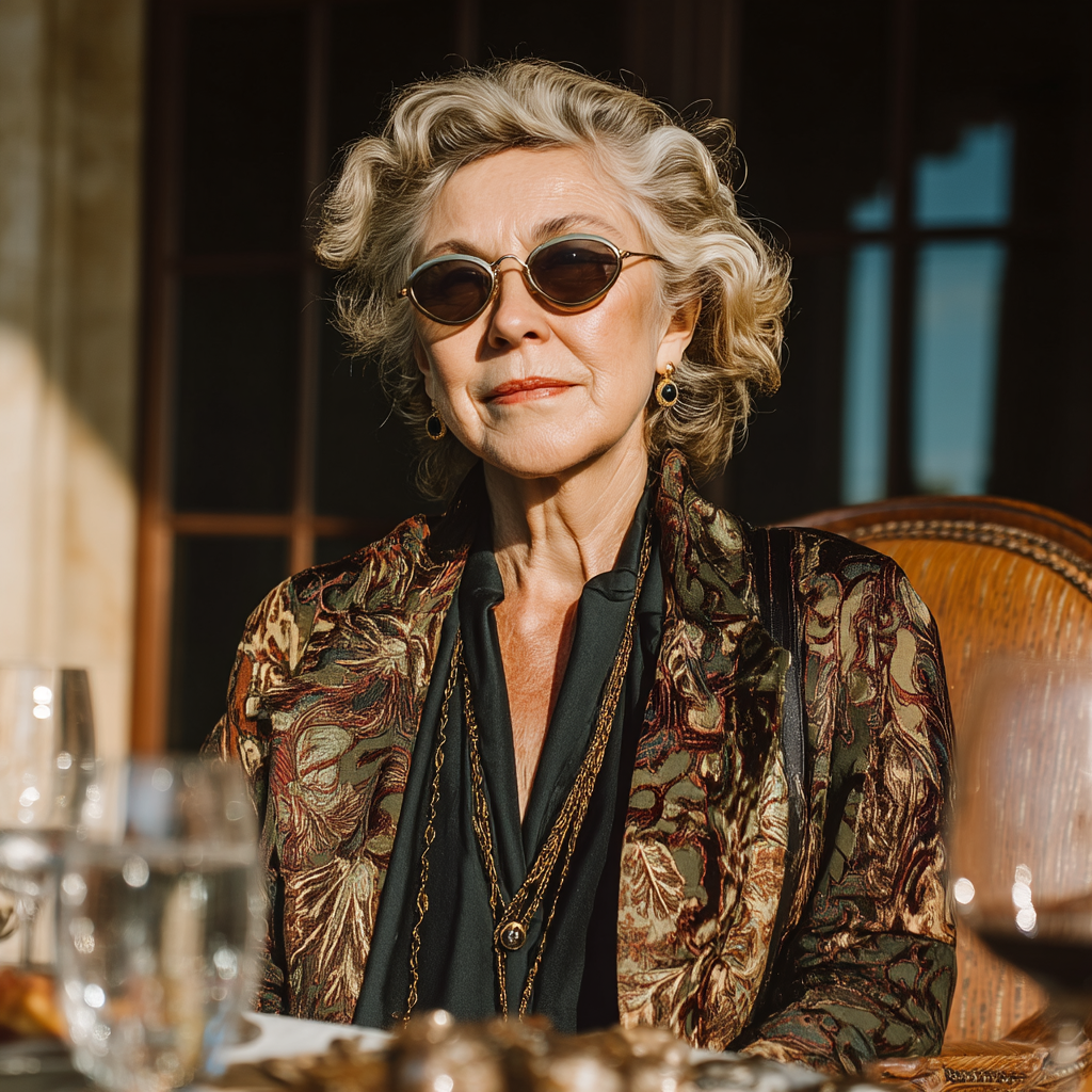 A woman sitting at a table for a meal | Source: Midjourney