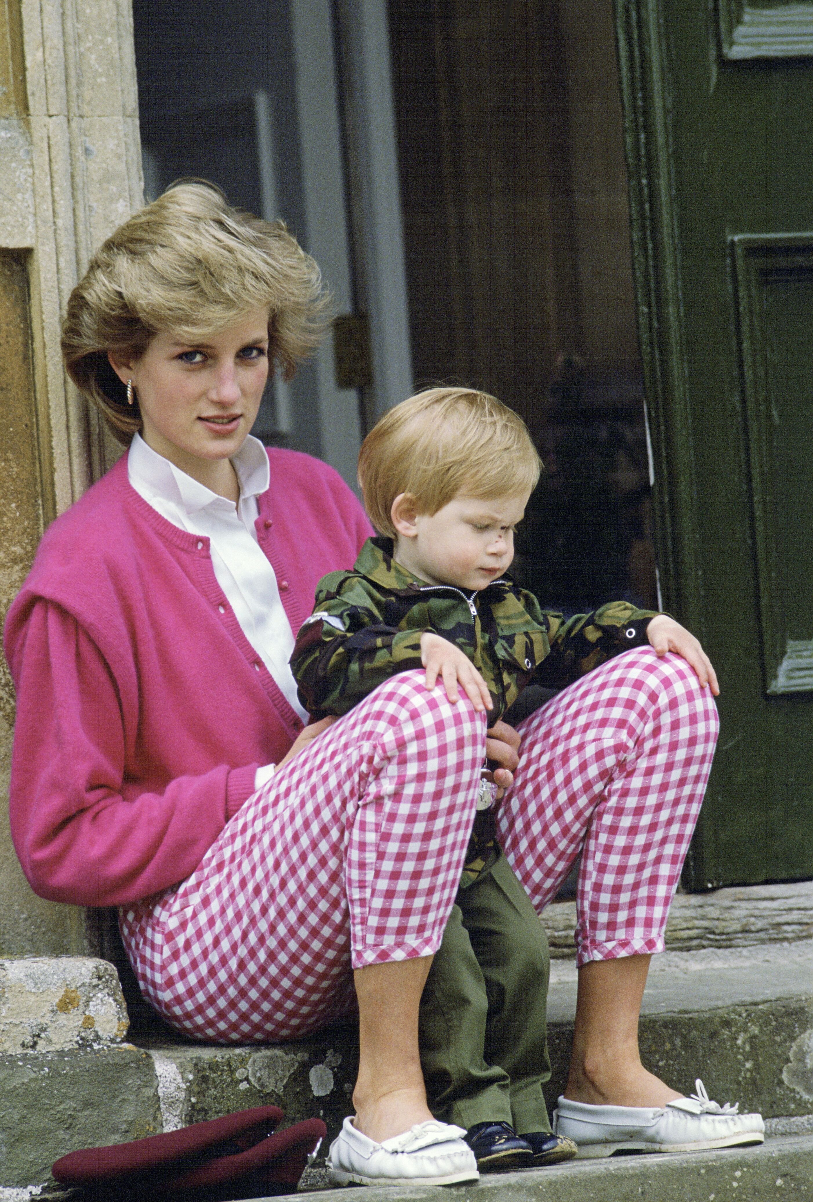 Princess Diana Sitting Outside Highgrove With Her Son Harry. | Source: Getty Images