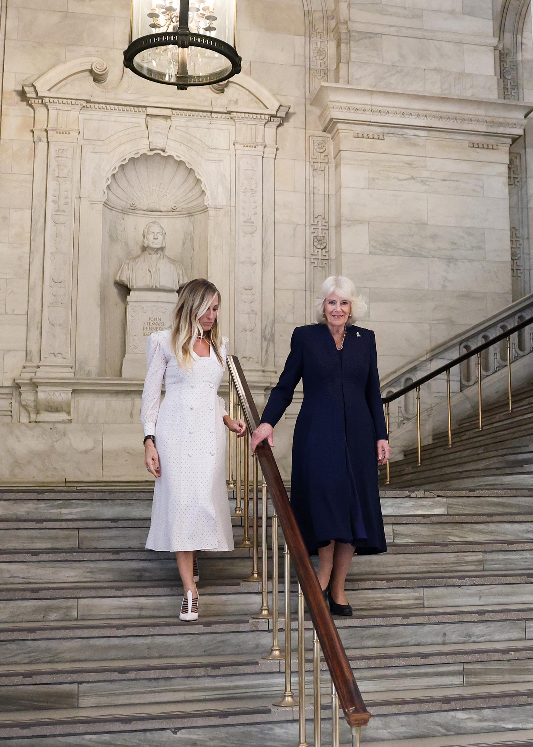 Sarah Jessica Parker and Queen Camilla attend a literary engagement at New York Public Library on day three of the State Visit of King Charles III and Queen Camilla to the United States of America, on 29 April 2026 in New York City. | Source: Getty Images