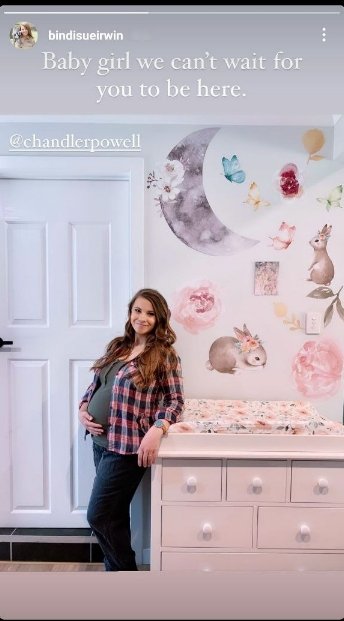 Bindi Irwin showing off her growing baby bump while posing in a room | Photo: Instagram / bindisueirwin