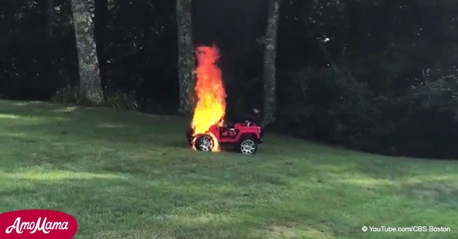 Mother rescues toddlers from toy car moments before it burst into flames