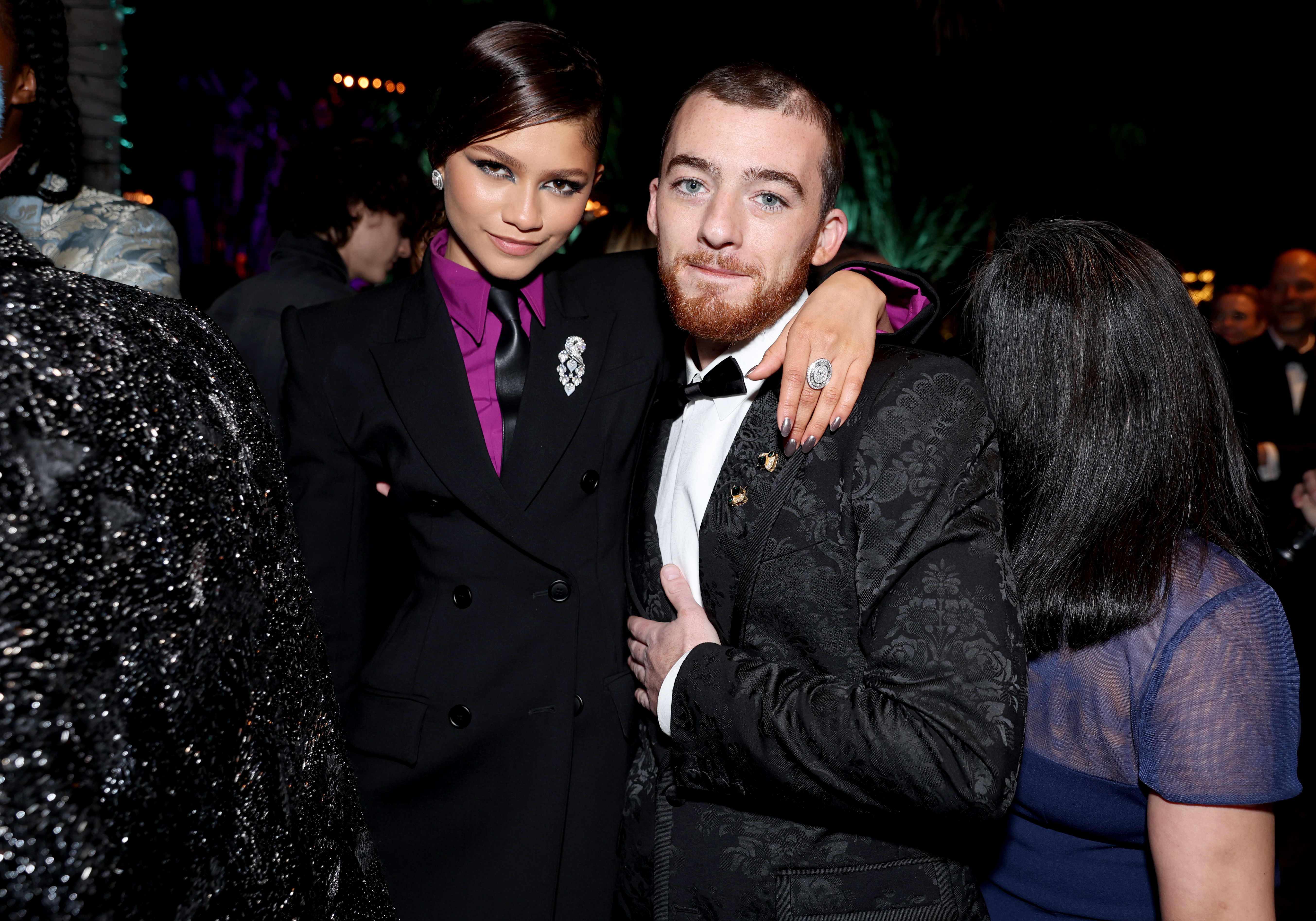 Zendaya and Angus Cloud attend the 2022 Vanity Fair Oscar Party hosted by Radhika Jones at Wallis Annenberg Center for the Performing Arts, on March 27, 2022, in Beverly Hills, California. | Source: Getty Images