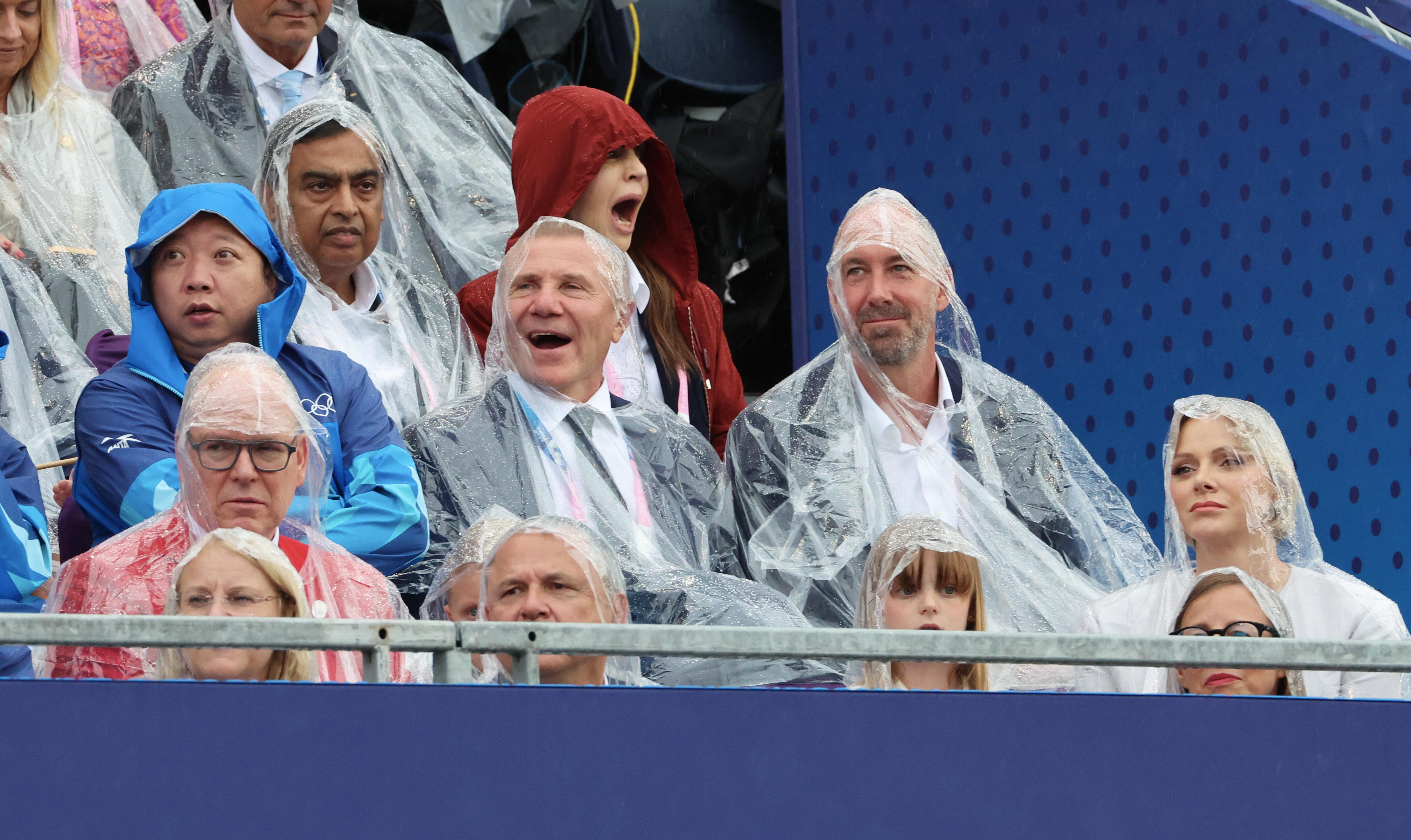 Prince Albert II of Monaco, Prince Jacques of Monaco, Princess Gabriela of Monaco, Princess Charlene of Monaco, and Sergei Bubka react during the Opening Ceremony of the Olympic Games Paris 2024 in Paris, France, on July 26, 2024. | Source: Getty Images