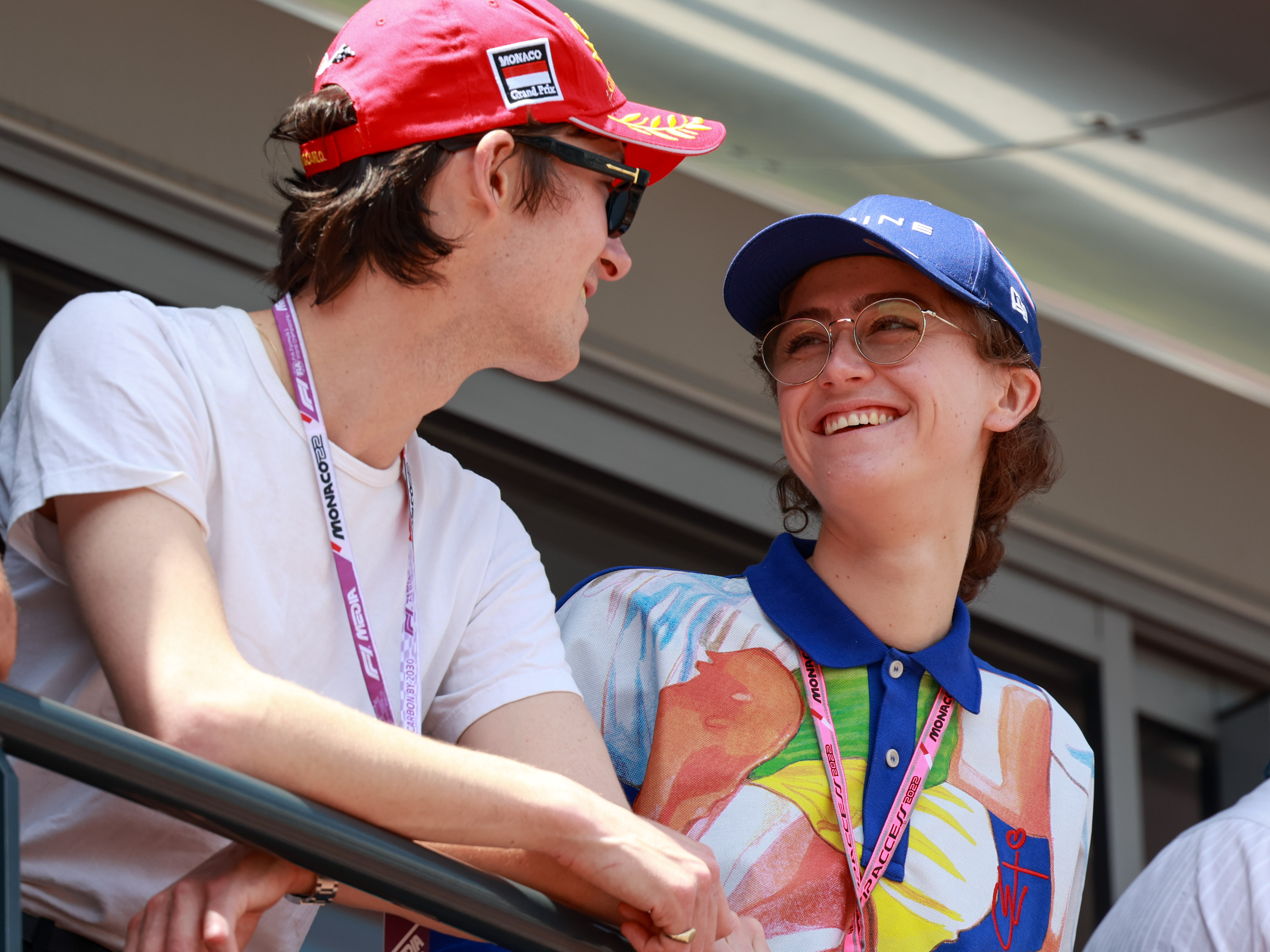 Sam Hine and Ella Emhoff attend qualifying round ahead of the F1 Grand Prix of Monaco on May 28, 2022, in Monte-Carlo, Monaco. | Source: Getty Images