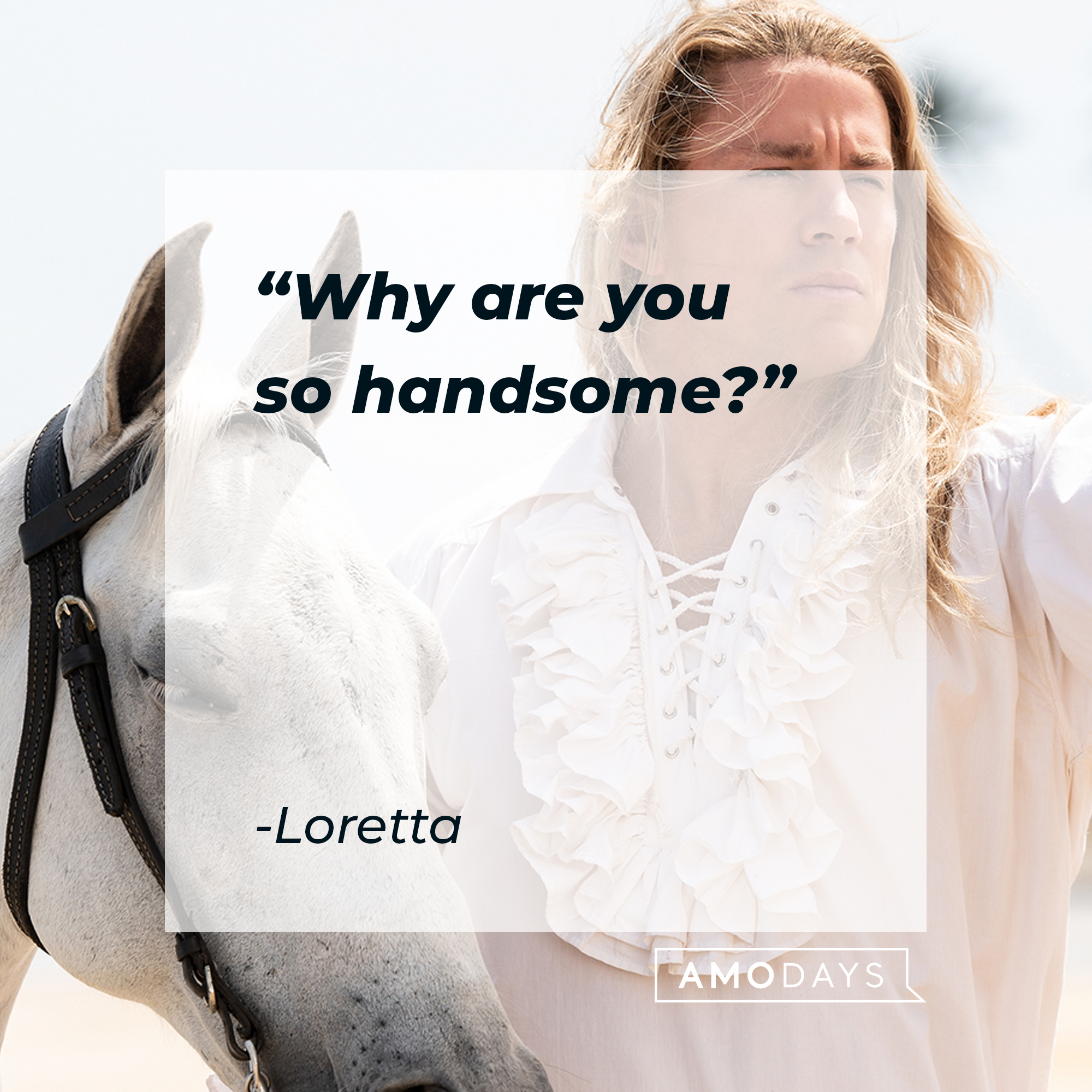 Loretta with her quote: "Why are you so handsome?" | Source: facebook.com/TheLostCityMovie