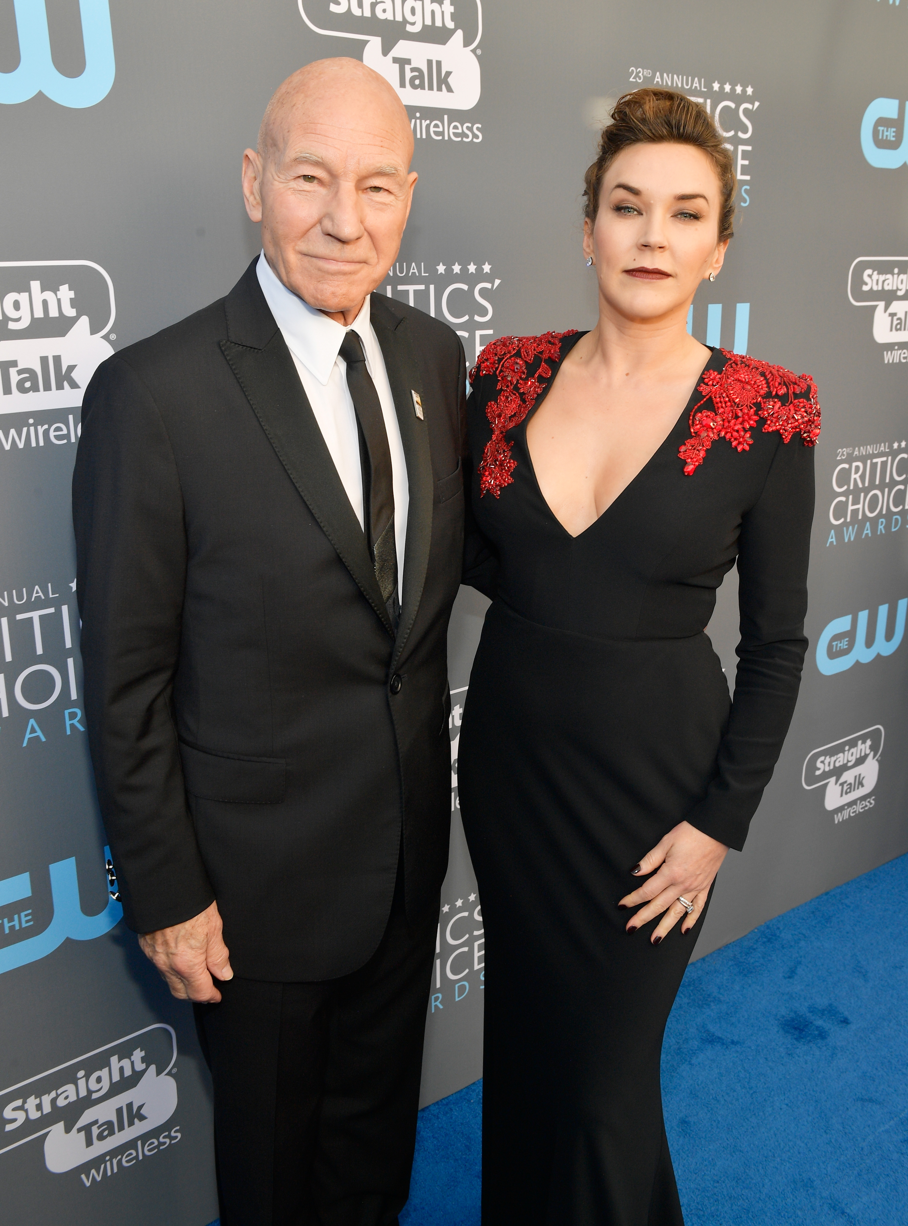 Patrick Stewart and singer Sunny Ozell at the 23rd Annual Critics' Choice Awards in Santa Monica, California on January 11, 2018 | Source: Getty Images