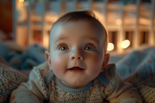 Baby Ashton babbling in his crib | Source: Midjourney