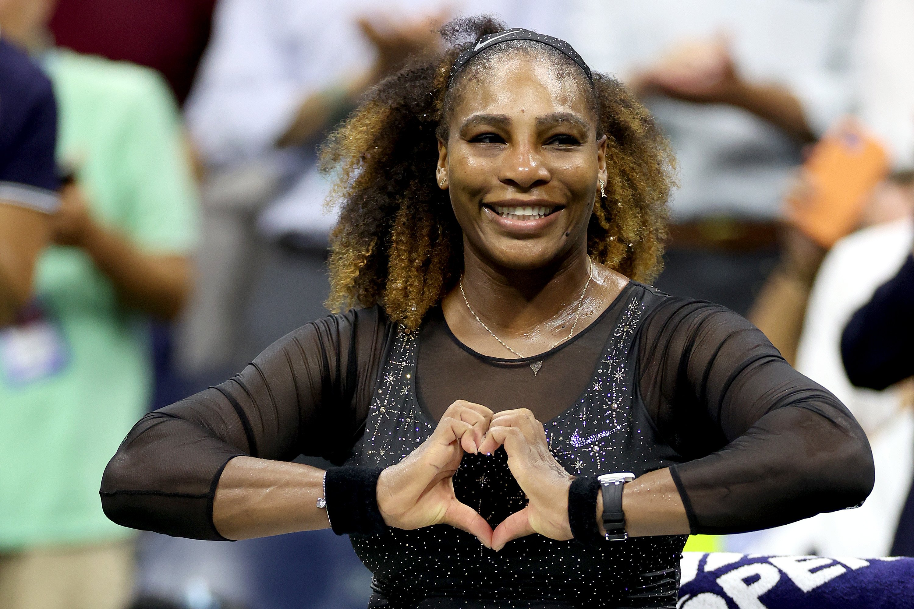 Serena Williams celebrates during the Women's Singles First Round at the US Open on August 29, 2022, in the Flushing neighborhood of the Queens borough of New York City | Source: Getty Images