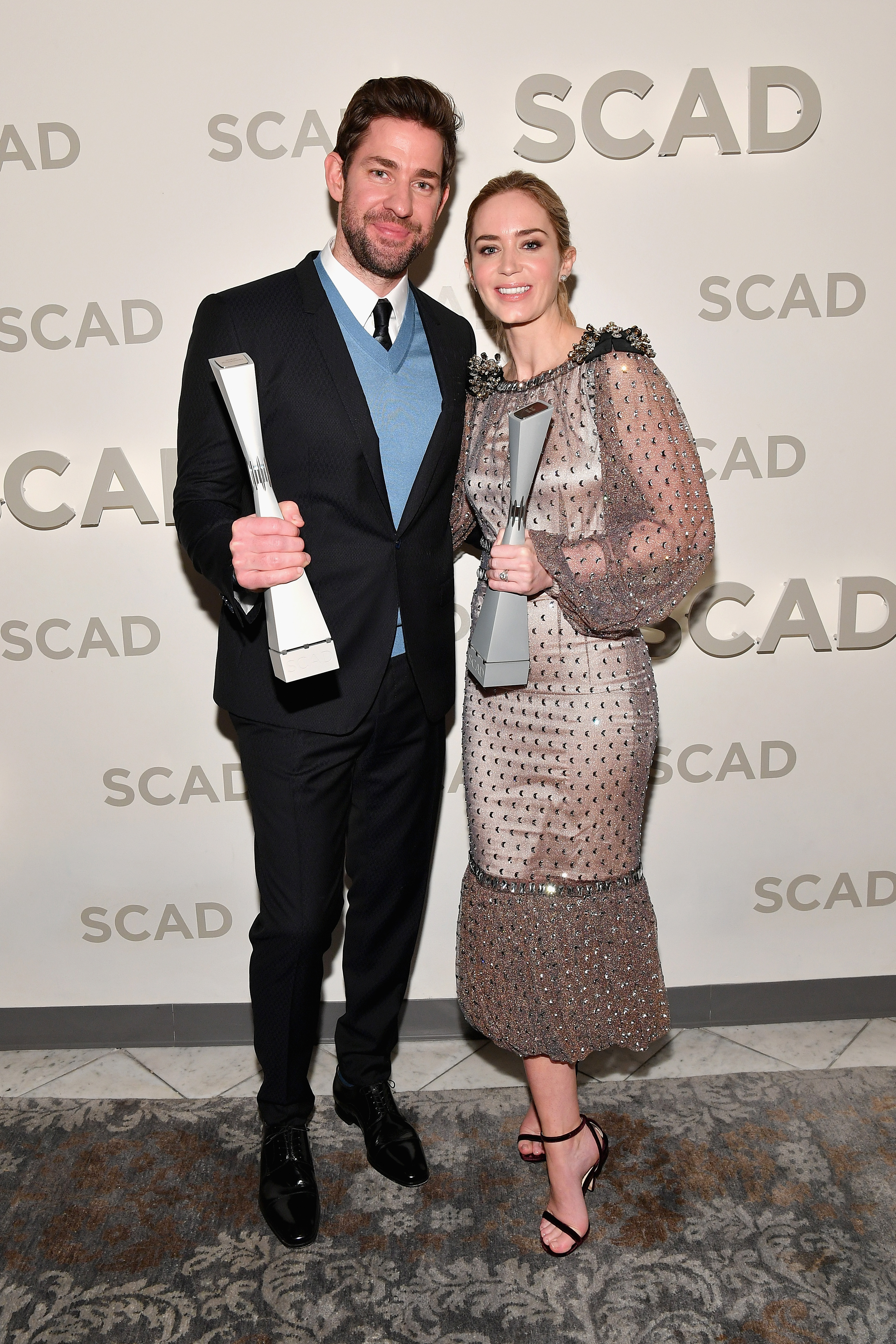 John Krasinski and Emily Blunt attend the "A Quiet Place" award presentation and screening at the 21st SCAD Savannah Film Festival in Savannah, Georgia, on October 27, 2018. | Source: Getty Images
