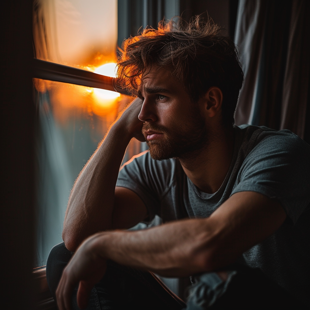 A sad man looking out the window | Source: Midjourney