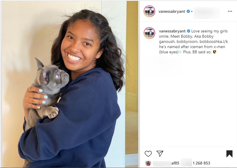 Vanessa shares a picture of Natalia and their new pet, Bobby. | Photo: Instagram/vanessabryant