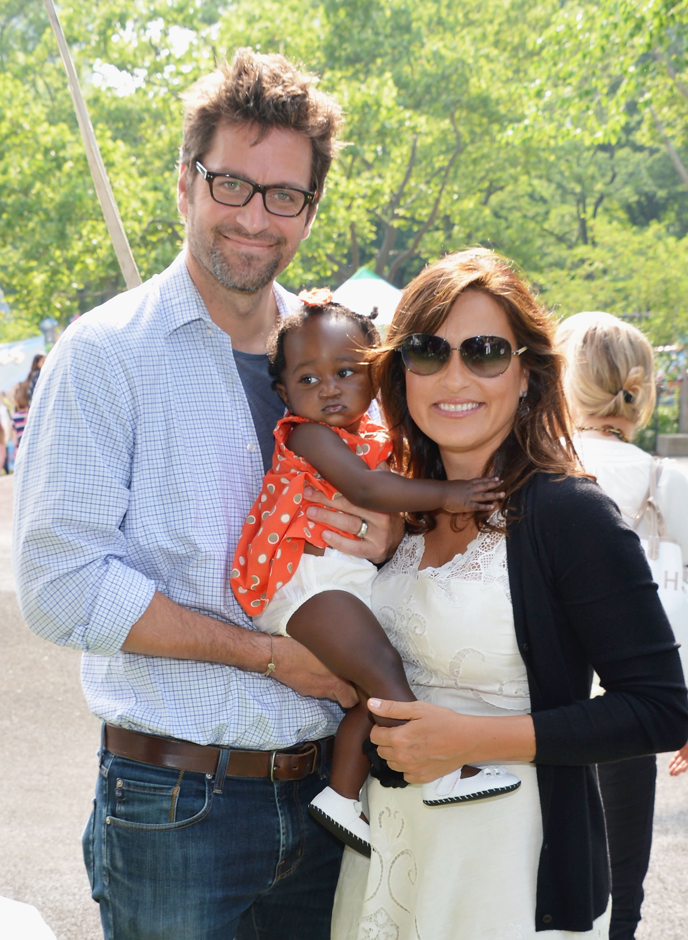 Peter Hermann, Mariska Hargitay, and Amaya Josephine at Central Park, Heckscher Softball Fields on May 23, 2012 in New York City | Source: Getty Images