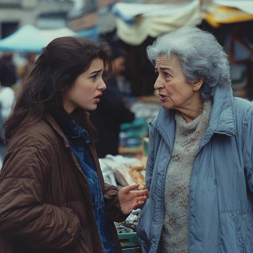 Two sad women talking | Source: Midjourney