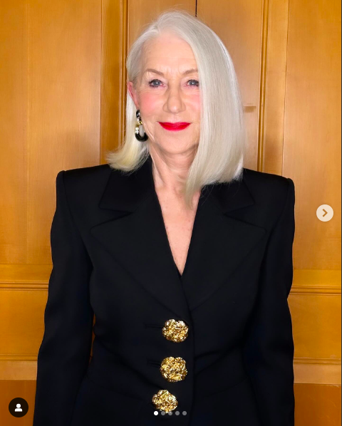 Dame Helen Mirren posing for a picture posted on February 17, 2024 | Source: Instagram/jostrettell