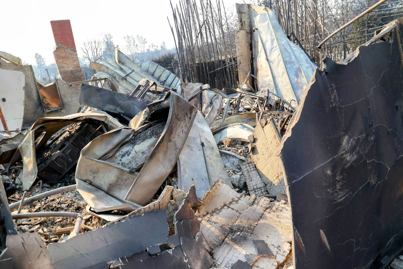 A view of Anna Faris's home destroyed in the Palisades fire on January 10, 2025, in Los Angeles, California. | Source: Getty Images