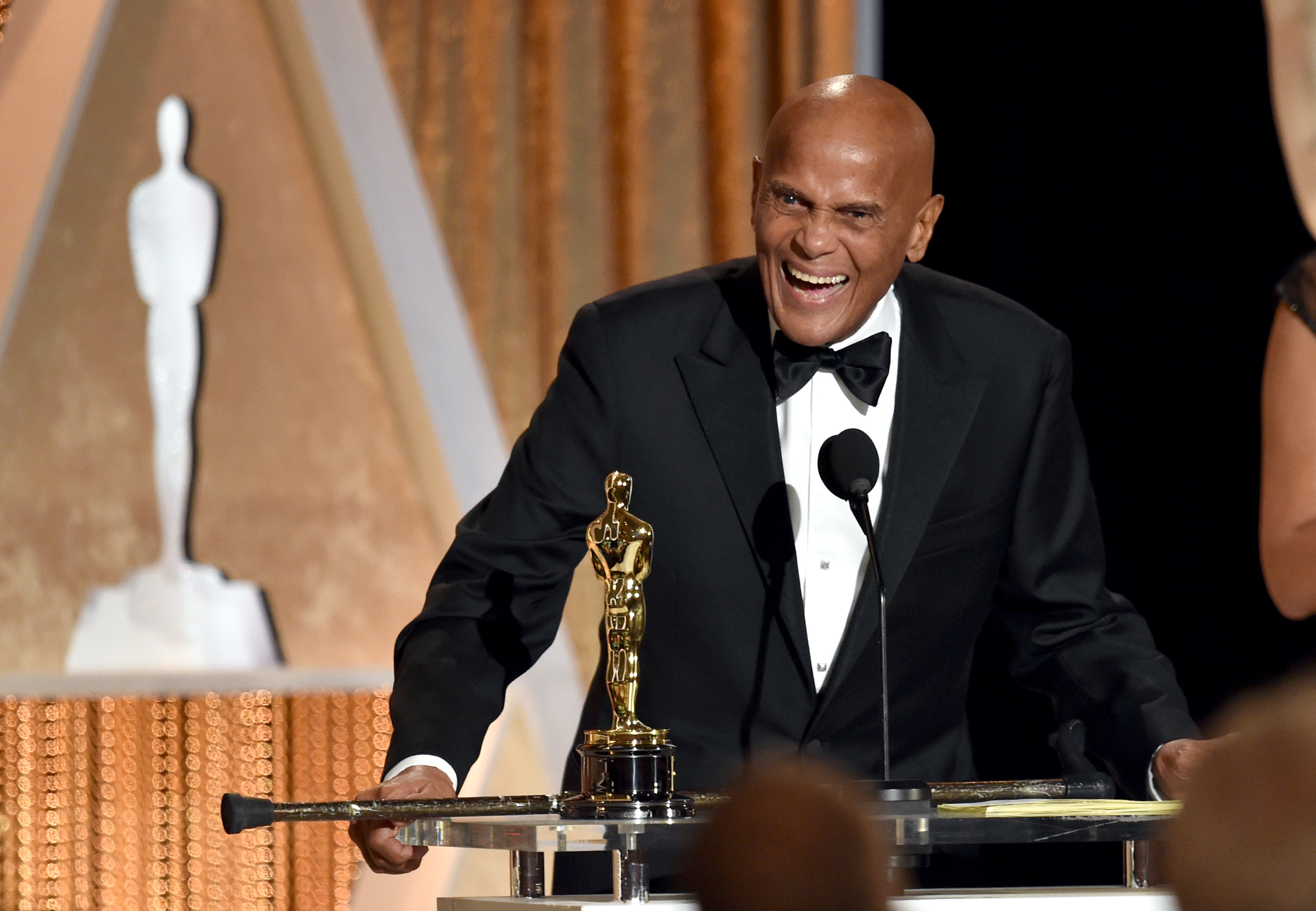 Harry Belafonte accepting an award on November 8, 2014 in Hollywood, California. | Source: Getty Images