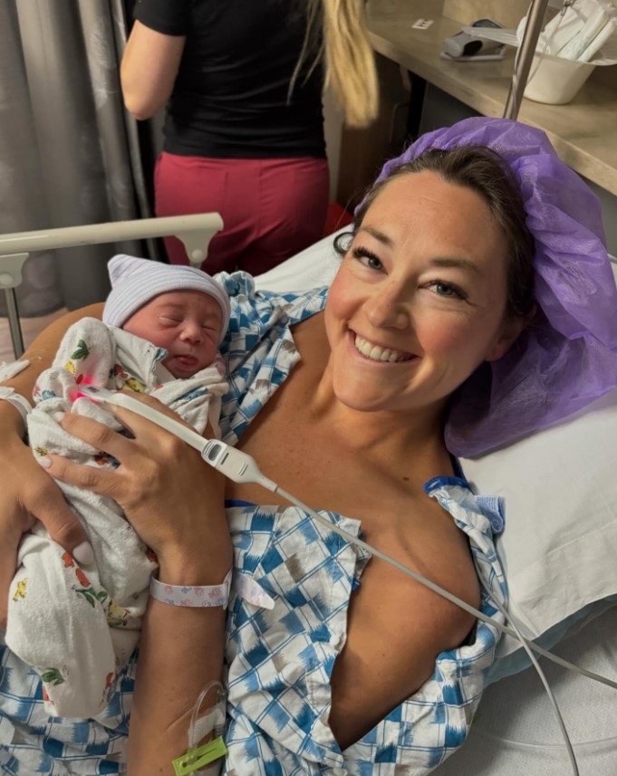 Mattie Jackson posing with their newborn son, Wesley Alan Smith, in a post made on June 27, 2024 | Source: Facebook/Mattie Jackson Smith
