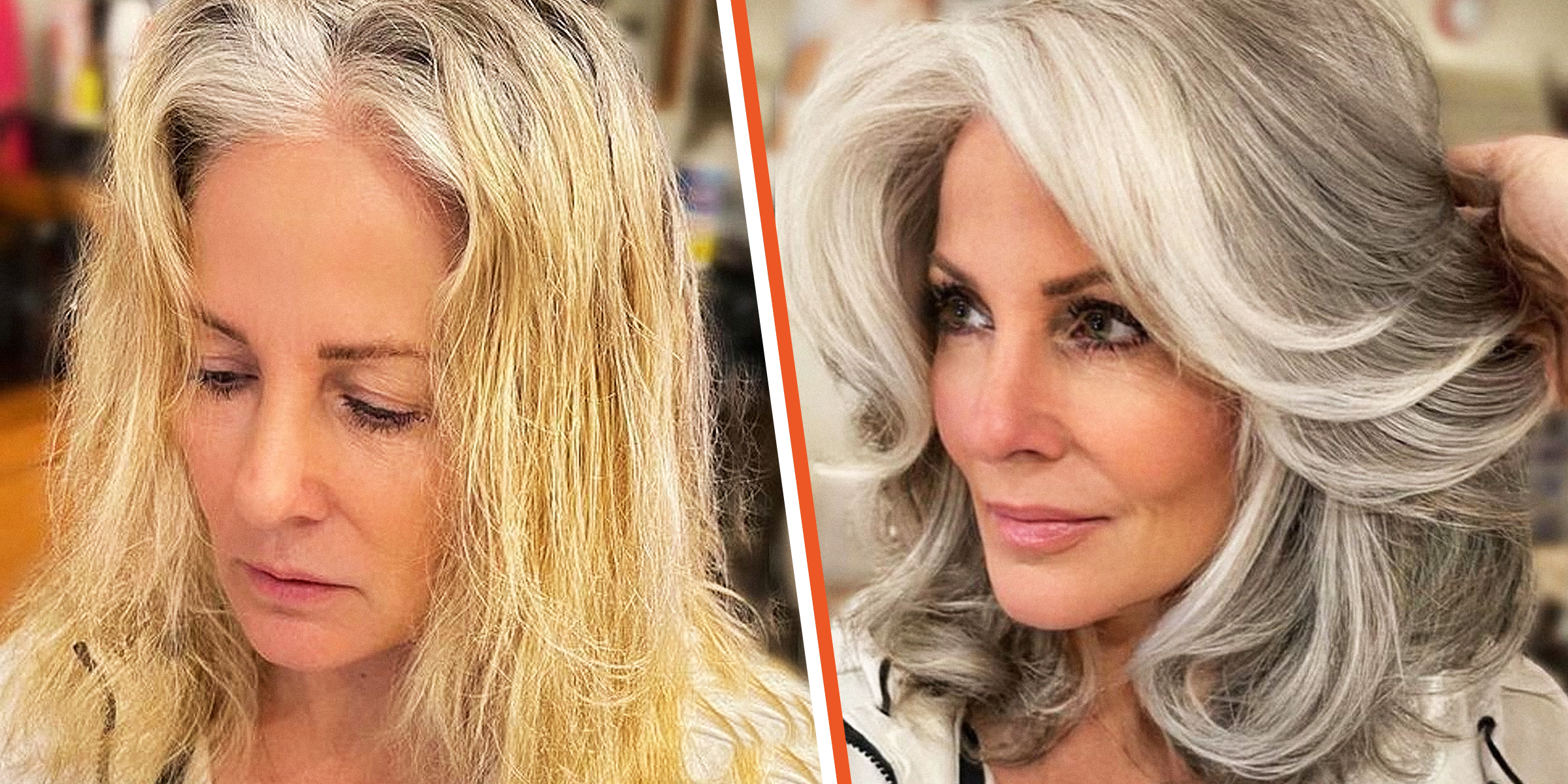 Une femme d'âge mûr avant et après une transformation capillaire | Source : instagram.com/jackmartincolorist
