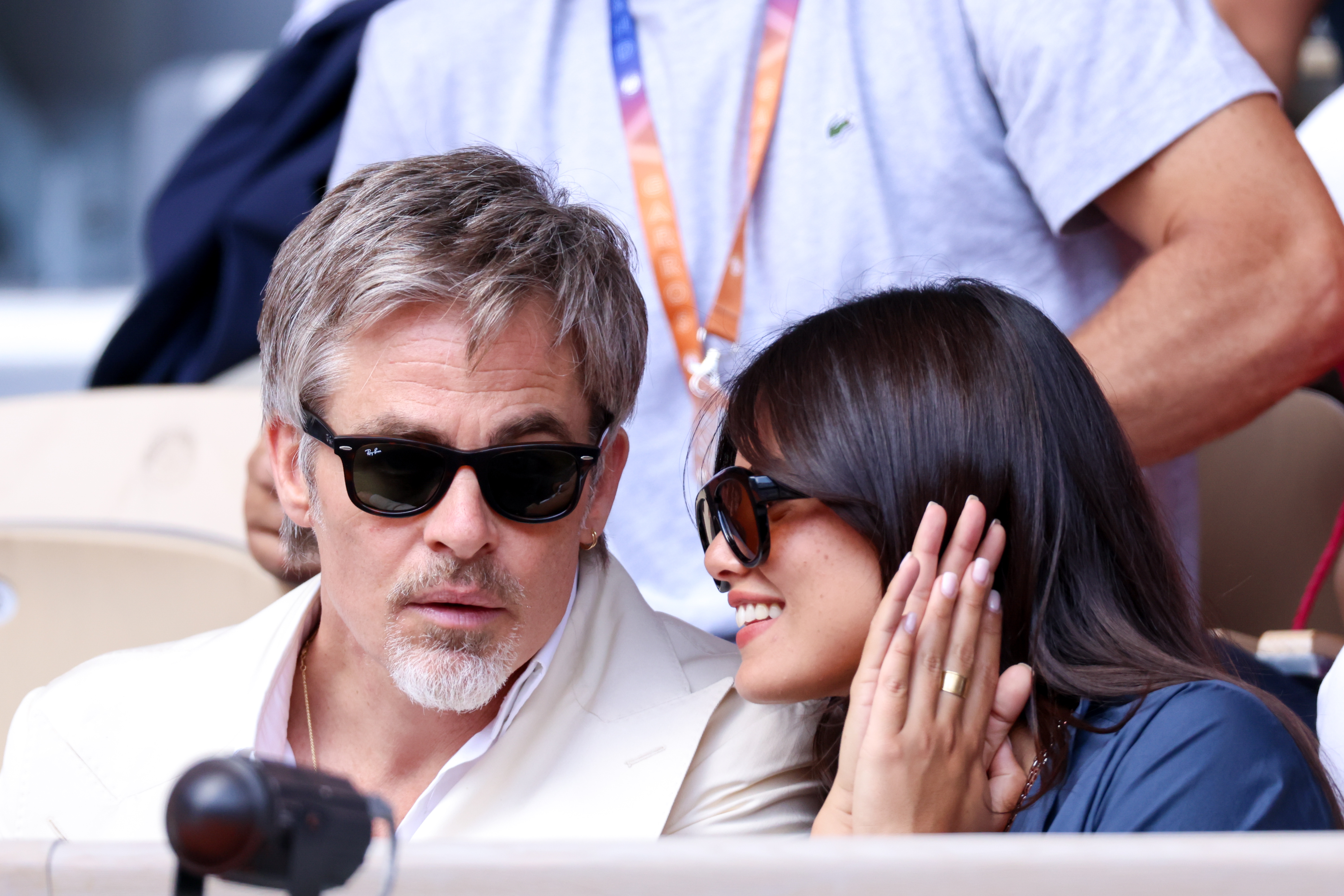 Chris Pine and Keana Sky Wenger attend Day Nine of the 2026 French Open in Paris, France.  | Source: Getty Images