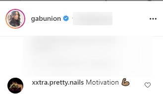 Screenshot of comments on Gabrielle Union's Instagram post doing workouts. | Source: Instagram/GabUnion