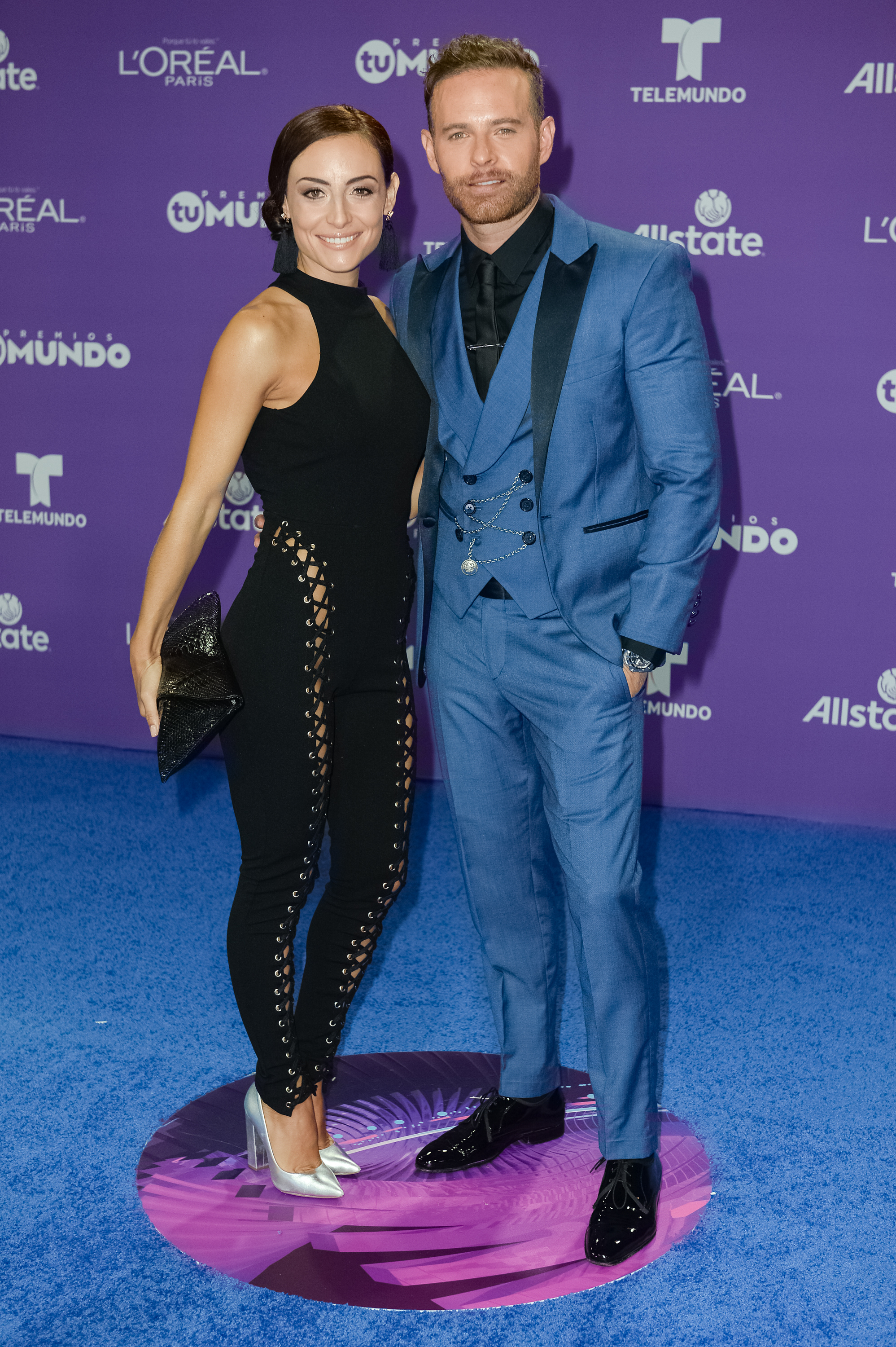Marimar Vega and Luis Ernesto Franco arrive at Telemundo's 2017 'Premios Tu Mundo' at American Airlines Arena on August 24, 2017, in Miami, Florida.  | Source: Getty Images