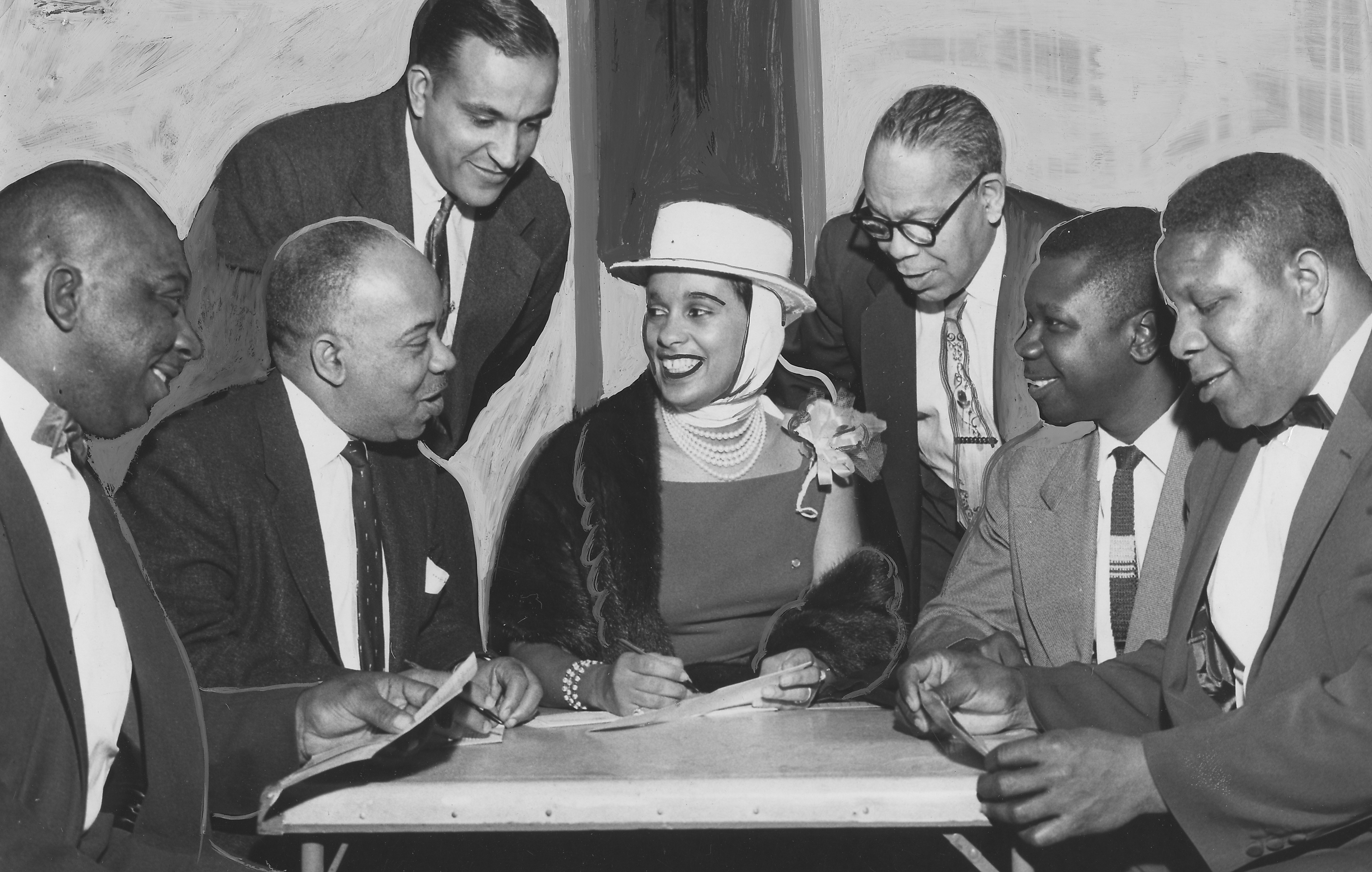 Marguerite Belafonte with a group of people circa 1958 | Source: Getty Images