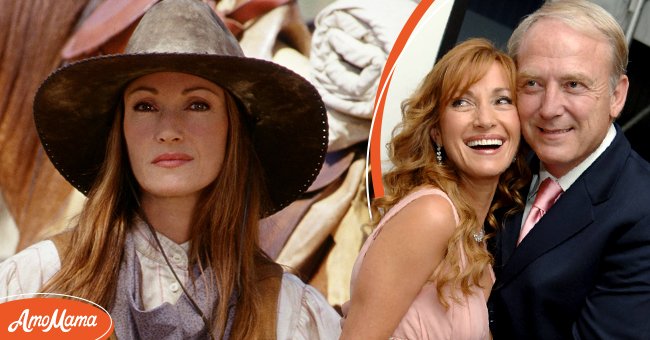 (L) Promotional portrait of British actress Jane Seymour as Dr. Michaela 'Mike' Quinn, in the made-for-tv movie "Dr. Quinn, Medicine Woman: the Movie," 1999. (R) James Keach and Jane Seymour during "Wedding Crashers" New York Premiere - Arrivals at Ziegfeld Theater in New York City, New York | Photo: Getty Images