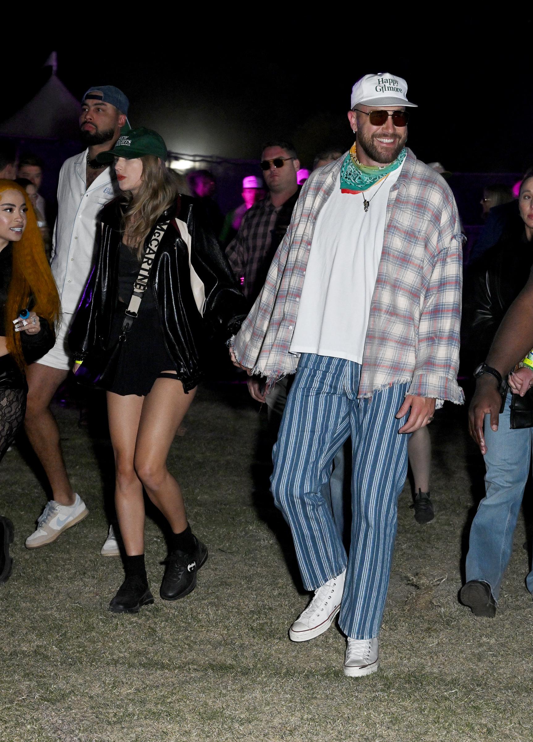 Taylor Swift and Travis Kelce seen on April 13, 2024 in Thermal, California | Source: Getty Images