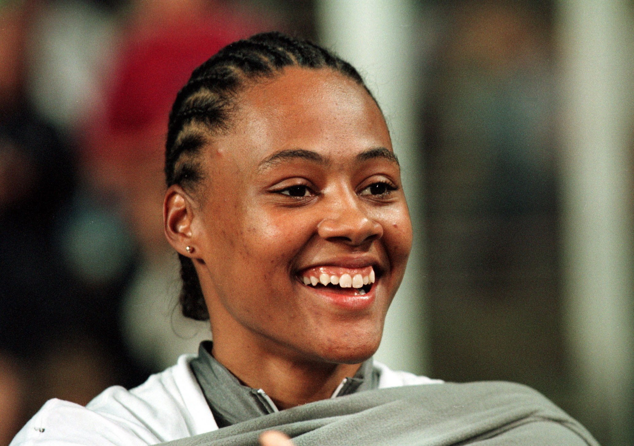Marion Jones Sportlerin, Leichtathletik USAPortrait, lächelnd, 12.10.1975 | Photo by contrast/Behrendt/ullstein bild via Getty Images