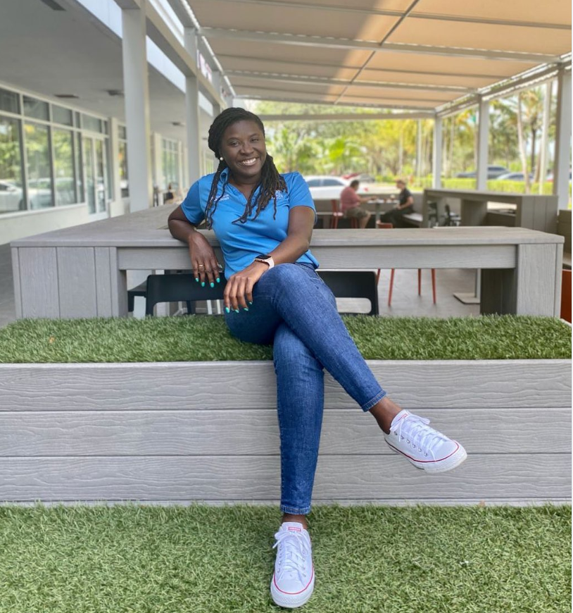 Relaxed and radiant, Nancy Metayer Bowen sits casually outdoors, legs crossed and smiling brightly—an easy, off-duty moment that reflects her warmth beyond public office. | Source: Instagram/nancymetayerbowen