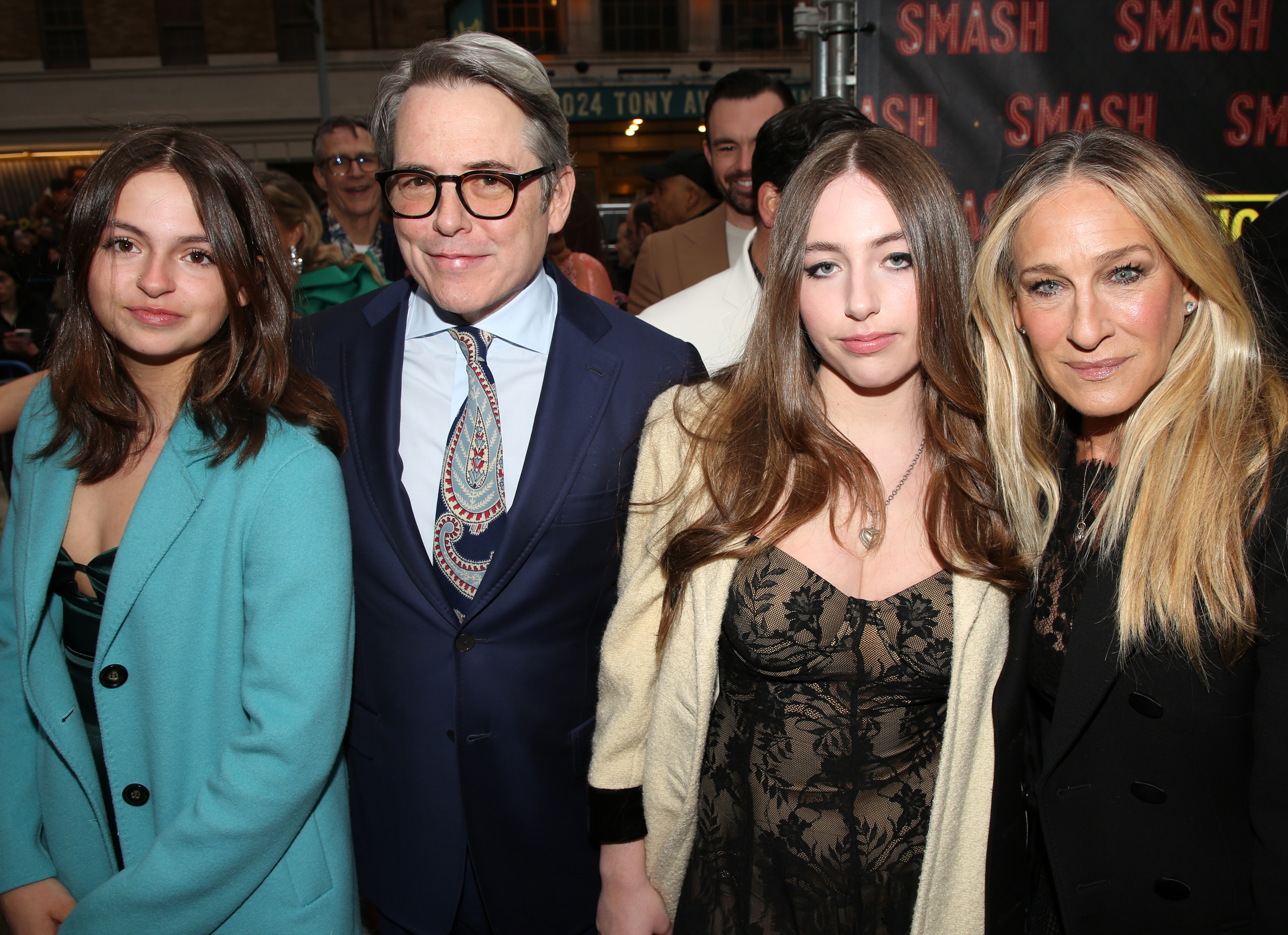 Tabitha Hodge Broderick, Matthew Broderick, Marion Loretta Elwell Broderick, and Sarah Jessica Parker attend the opening night of "Smash" on Broadway in New York City on April 10, 2025. | Source: Getty Images