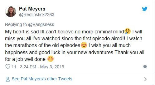 Fan Response Criminal Minds Cancellation | Source Twitter