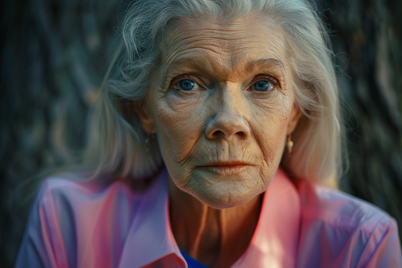 A close-up shot of an older woman's face | Source: Midjourney