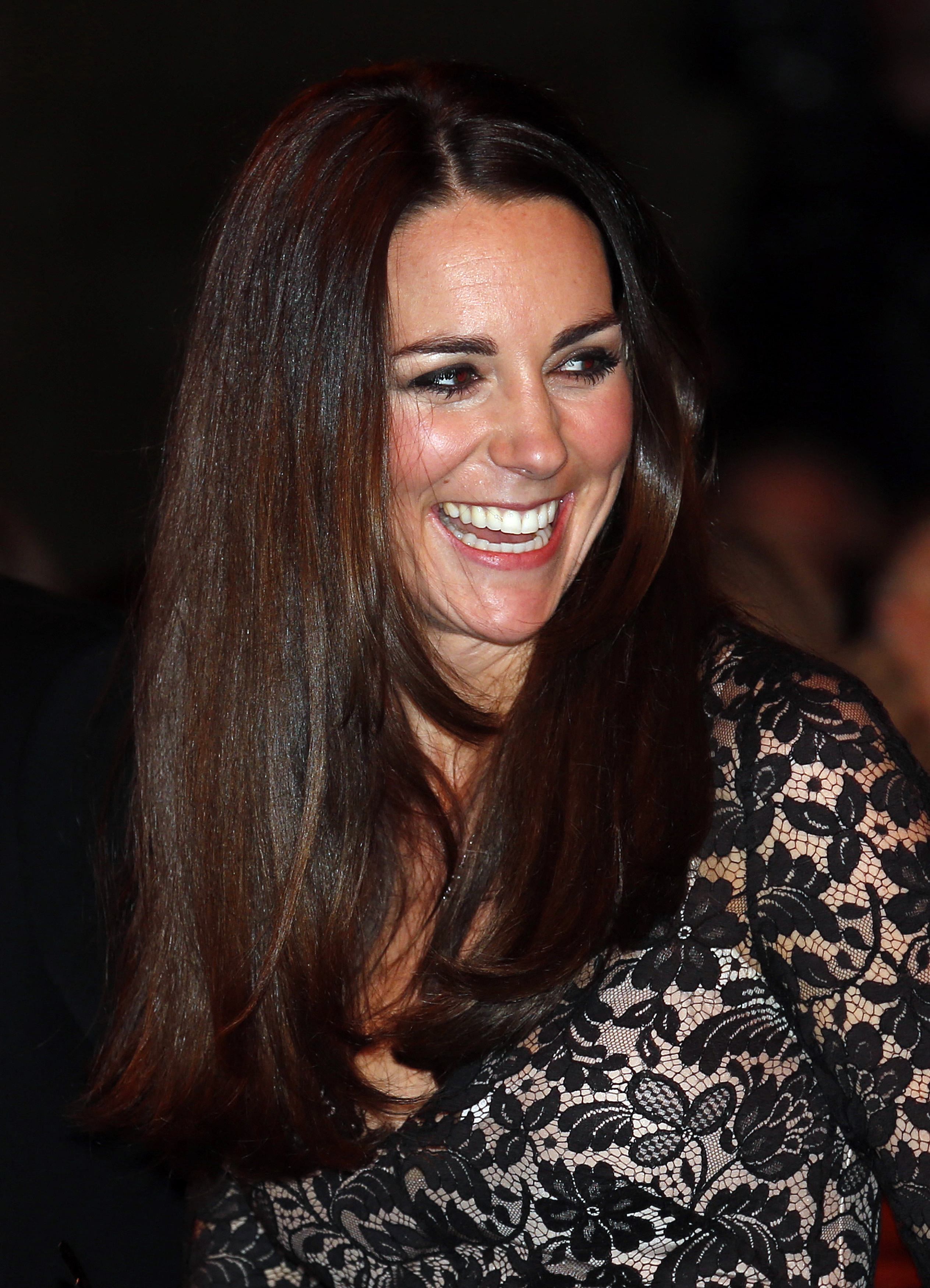 Catherine, Duchess of Cambridge, attends a screening of David Attenborough's Natural History Museum Alive 3D at the Natural History Museum. She wore her brunette hair straight and parted down the middle.