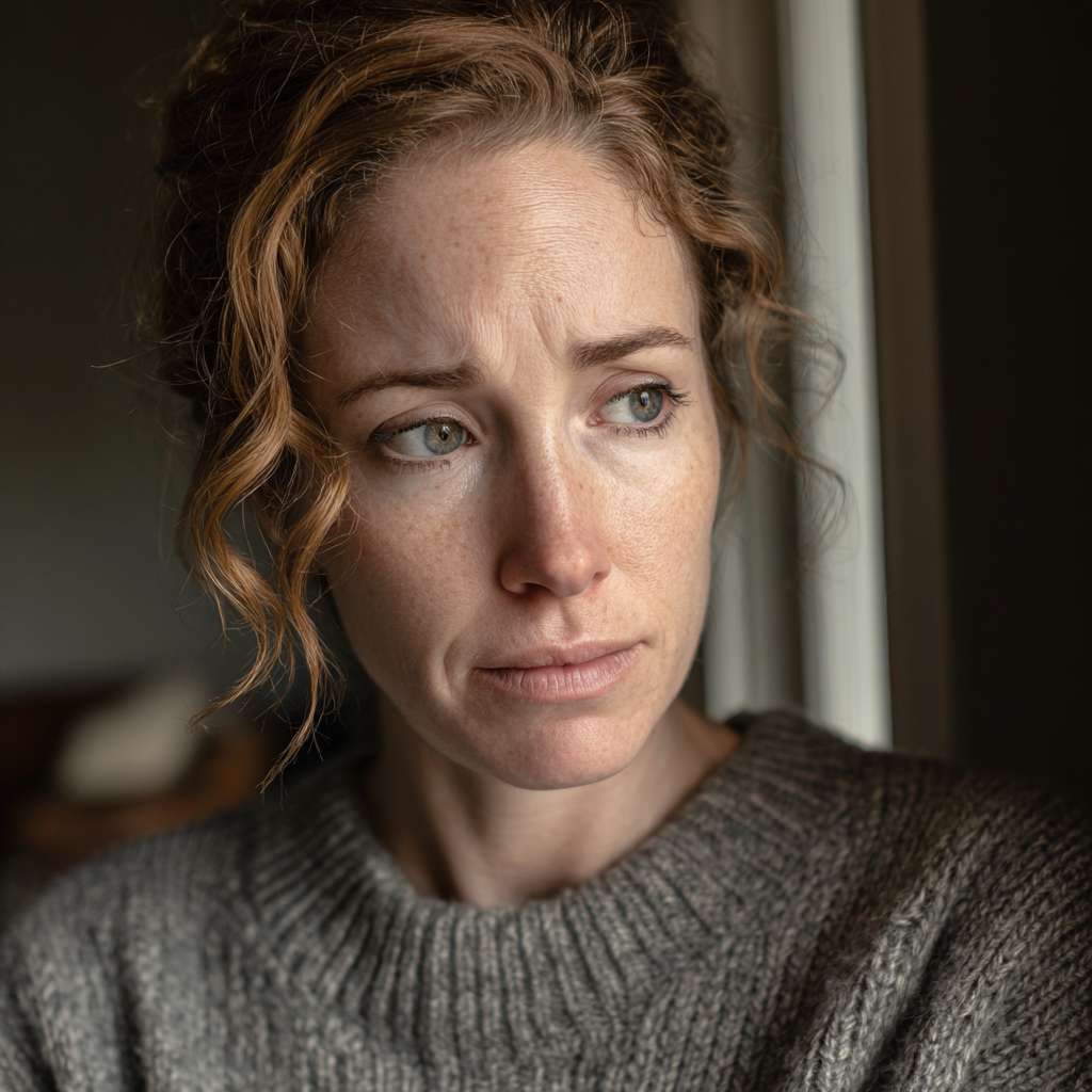 A close-up of an upset woman | Source: Midjourney