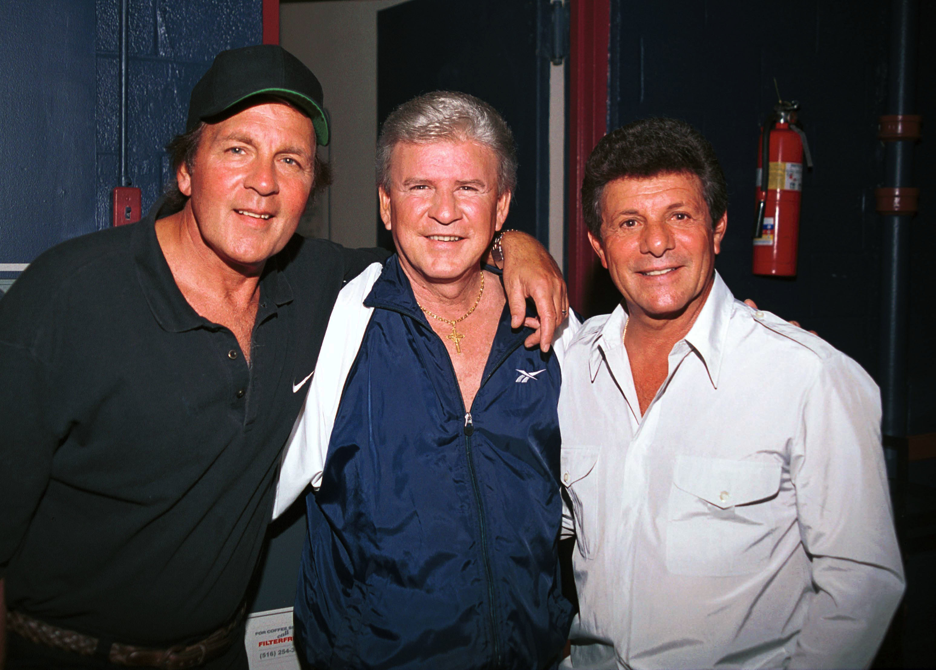 Fabian, Bobby Rydell and Frankie Avalon backstage after their sold out show at the Westbury Music Fair. | Source: Getty Images