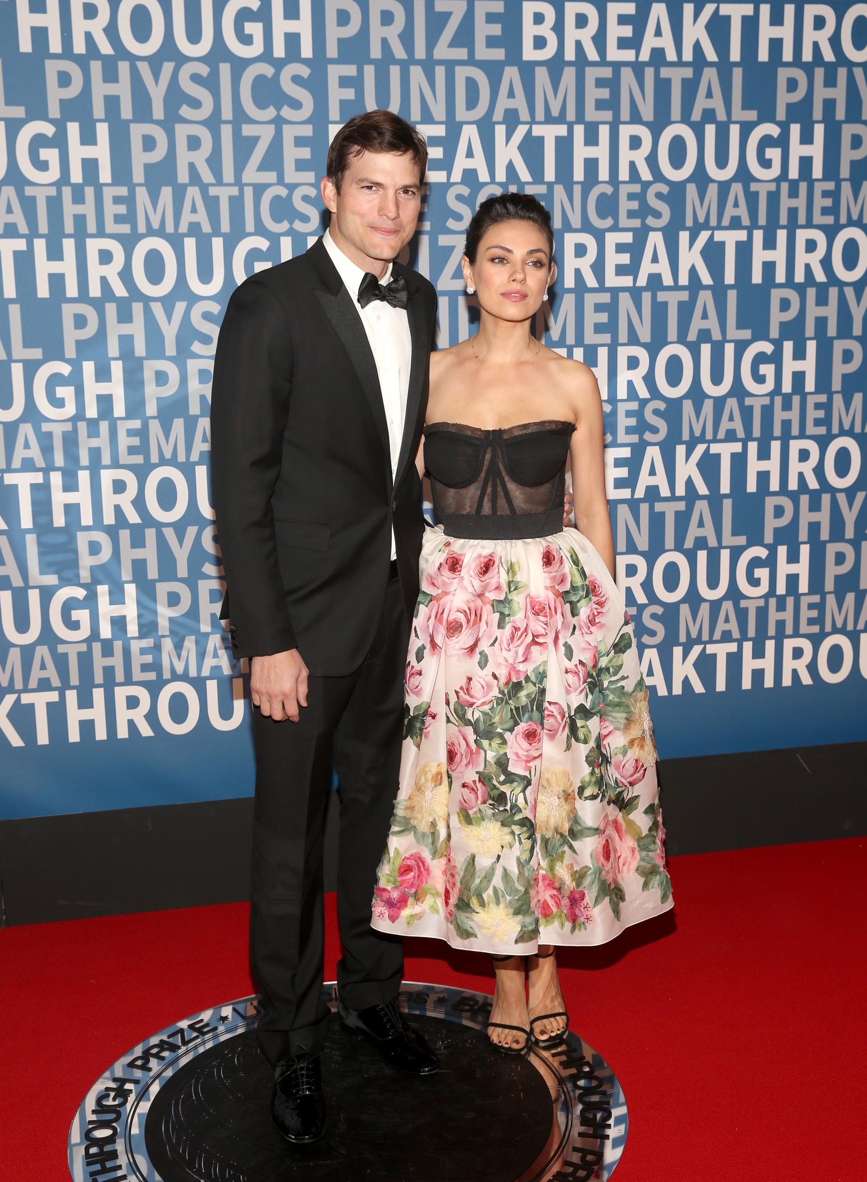 Ashton Kutcher and Mila Kunis at the 2018 Breakthrough Prize at NASA Ames Research Center on December 3, 2017, in Mountain View, California. | Source: Getty Images