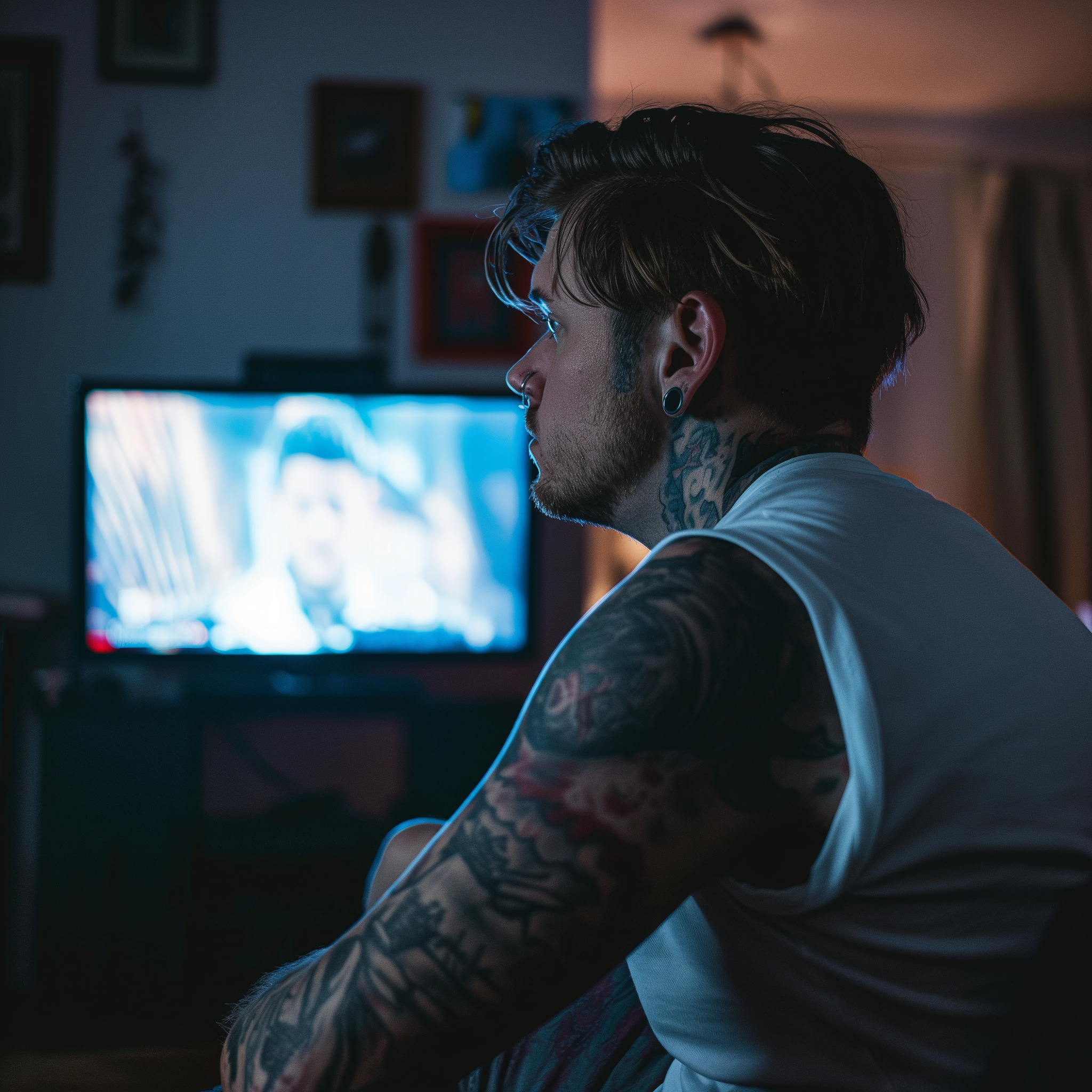 A man sitting in front of the TV | Source: Midjourney