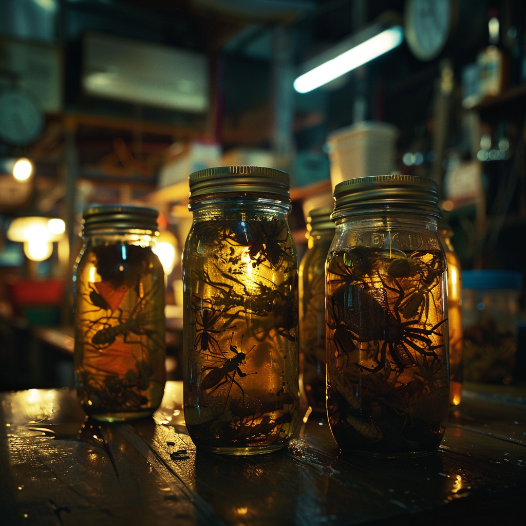 Several jars filled with insects | Source: Midjourney