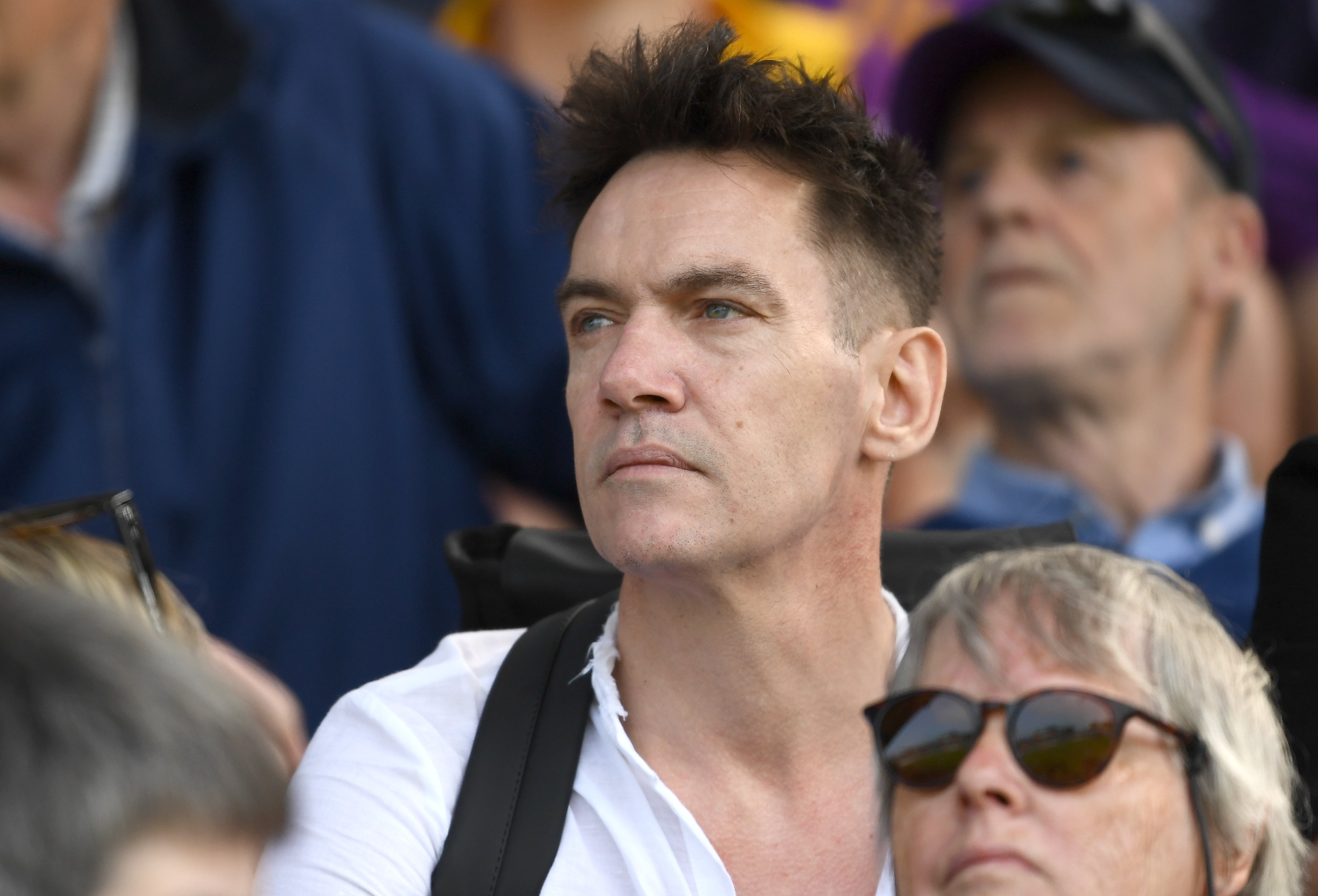 Jonathan Rhys Meyers during the Leinster GAA Hurling Senior Championship Round 4 match on May 21, 2023 in Wexford, Ireland. | Source: Getty Images