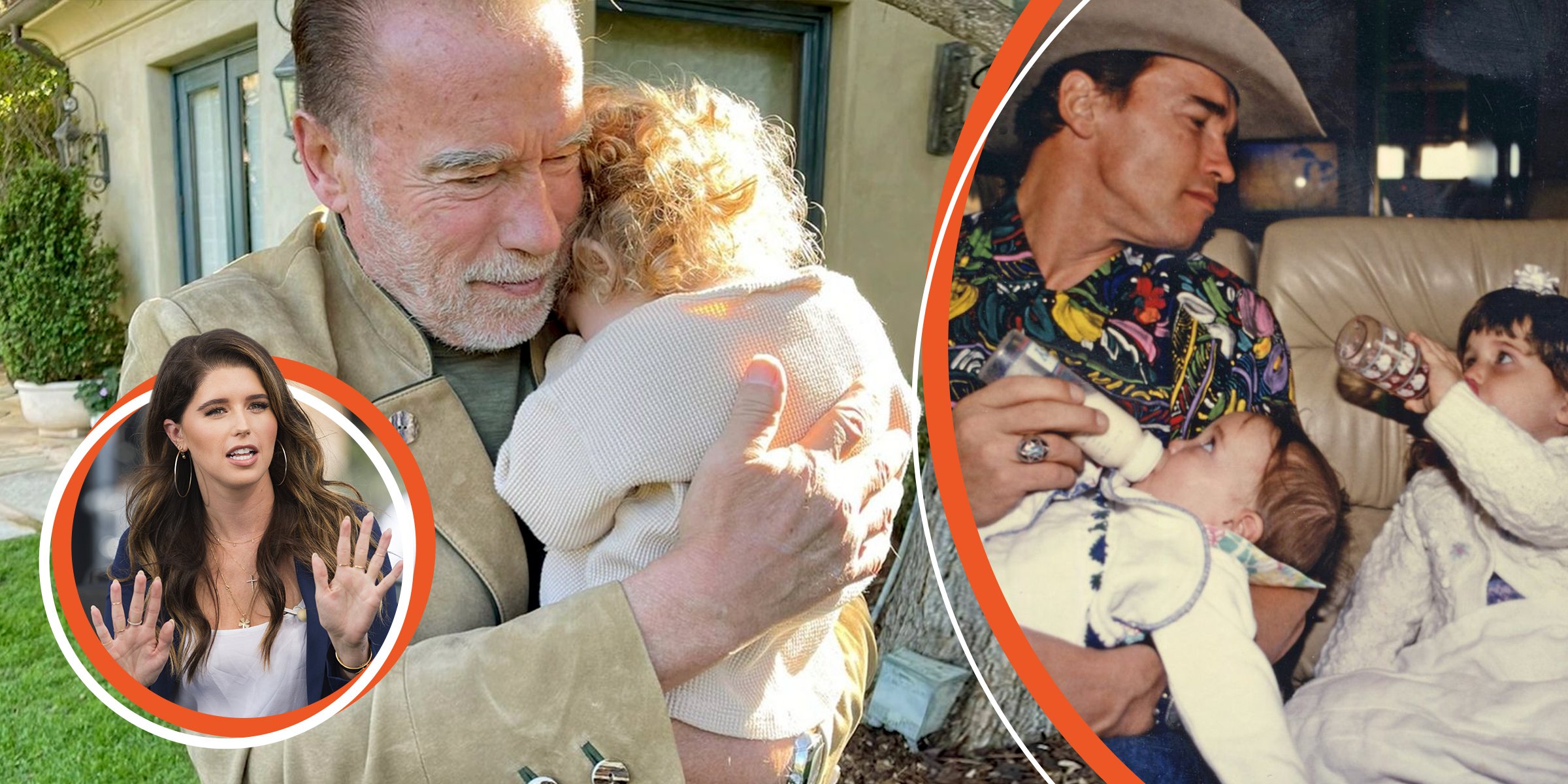 Katherine Schwarzenegger | Arnold Schwarzenegger with his granddaughter | Arnold Schwarzenegger with two of his kids | Source: Instagram.com/katherineschwarzenegger | Getty Images