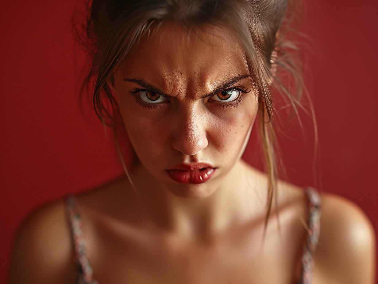 A close-up of an angry young woman | Source: Midjourney
