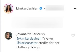 Screenshot of a fan's comment on Kim Kardashian's Instagram post. | Source: Instagram/KimKardashian