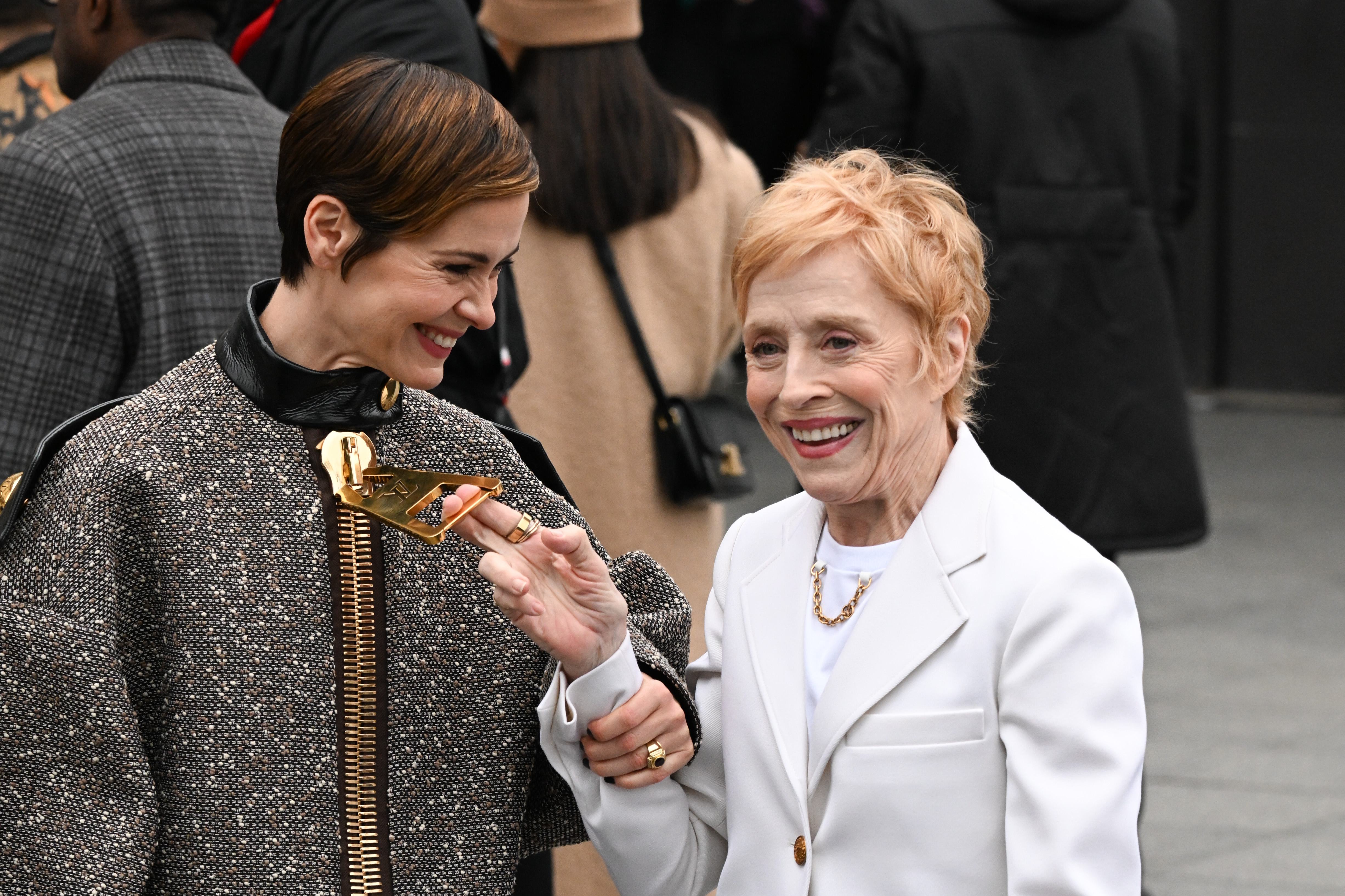 Sarah Paulson and Holland Taylor at the Louis Vuitton Womenswear Fall Winter 2023-2024 show during Paris Fashion Week on March 6, 2023. | Source: Getty Images