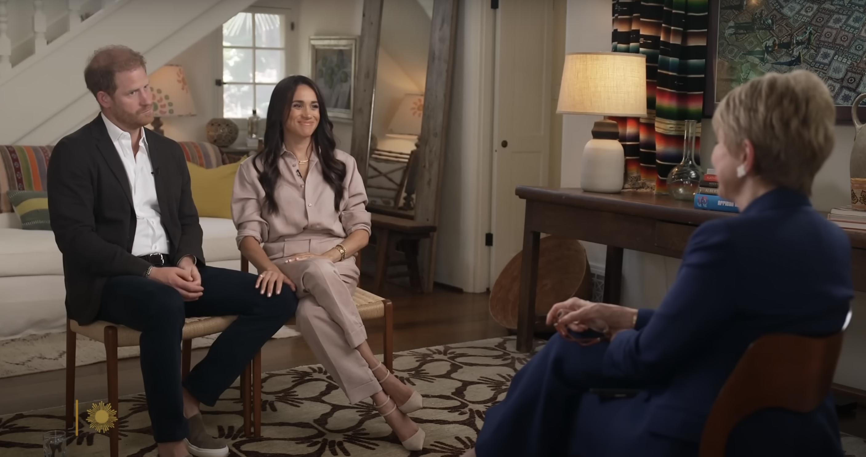 Prince Harry and Meghan Markle during their "Sunday Morning" interview with Jane Pauley on August 4, 2024. | Source: YouTube/CBS Sunday Morning