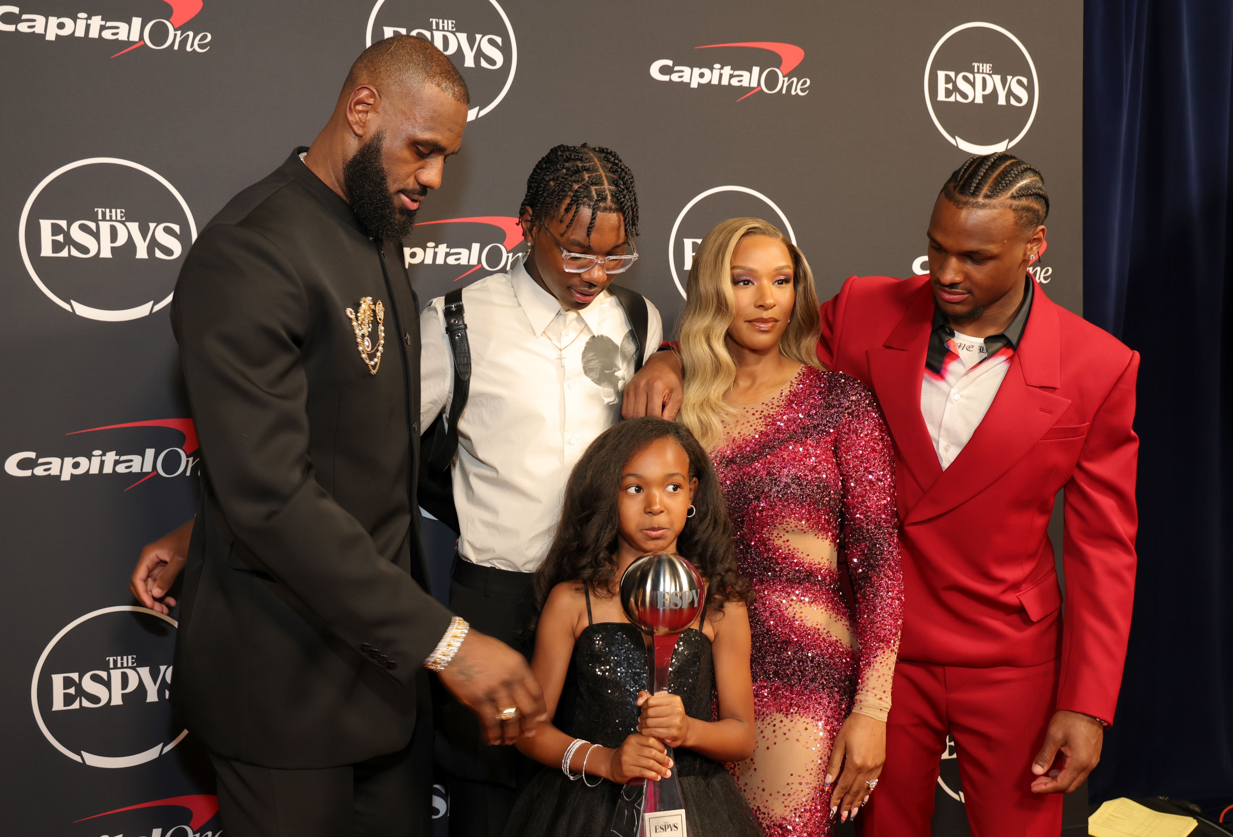 LeBron James, Bryce James, Zhuri James, Savannah James, and Bronny James attend The 2023 ESPY Awards at Dolby Theatre on July 12, 2023, in Hollywood, California | Source: Getty Images