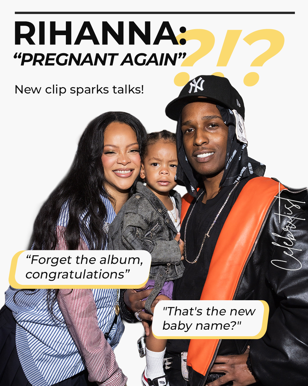 Rihanna, her son Riot, and partner ASAP Rocky. People discussed whether the couple are having their fourth child together. What are your thoughts? | Source: Getty Images