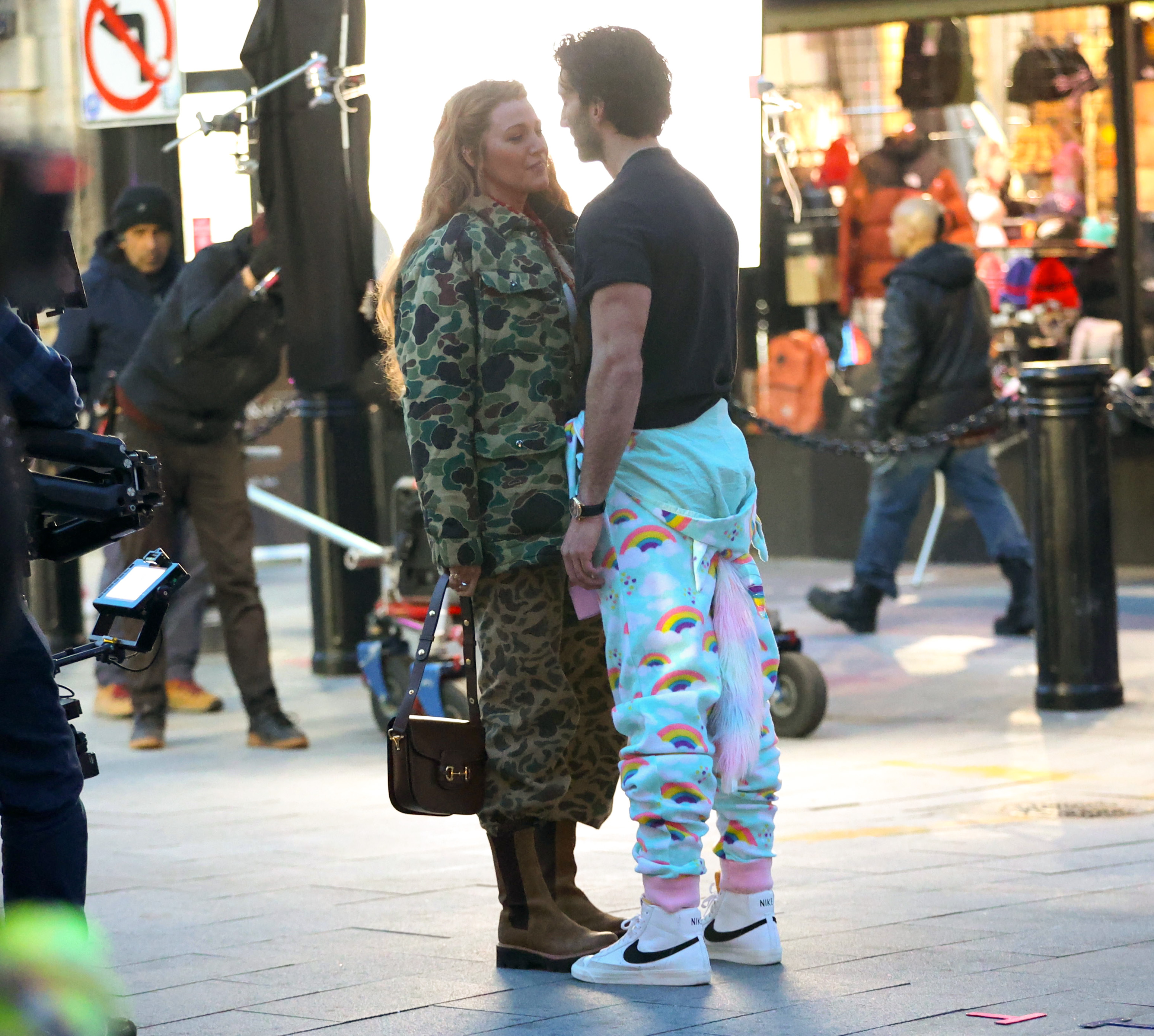 Blake Lively and Justin Baldoni are seen on the set of "It Ends with Us" on January 12, 2024 in New Jersey | Source: Getty Images