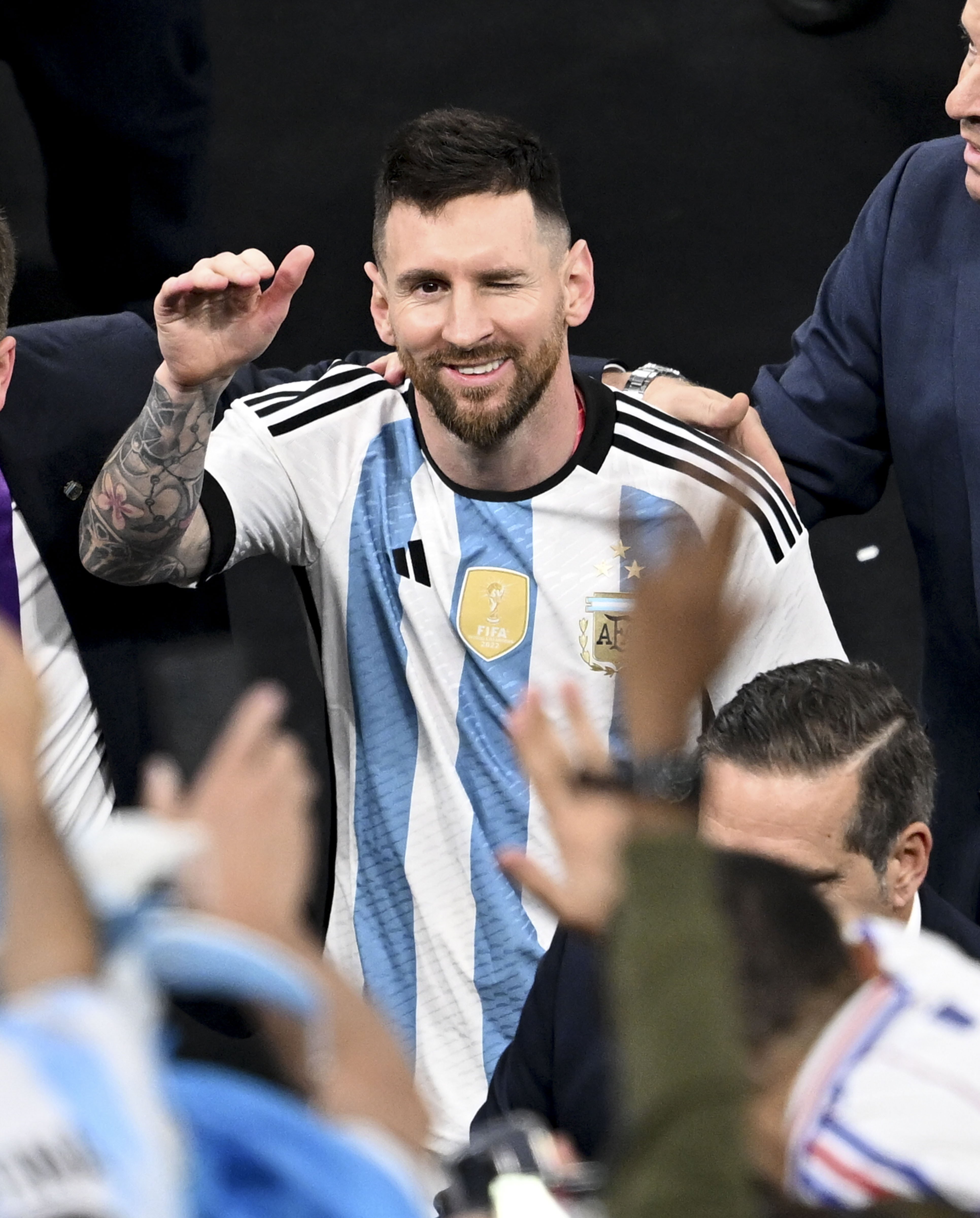 Lionel Messi of Argentina celebrates after scoring during the FIFA World Cup Final Match in Lusail City, Qatar on December 18, 2022 | Source: Getty Images